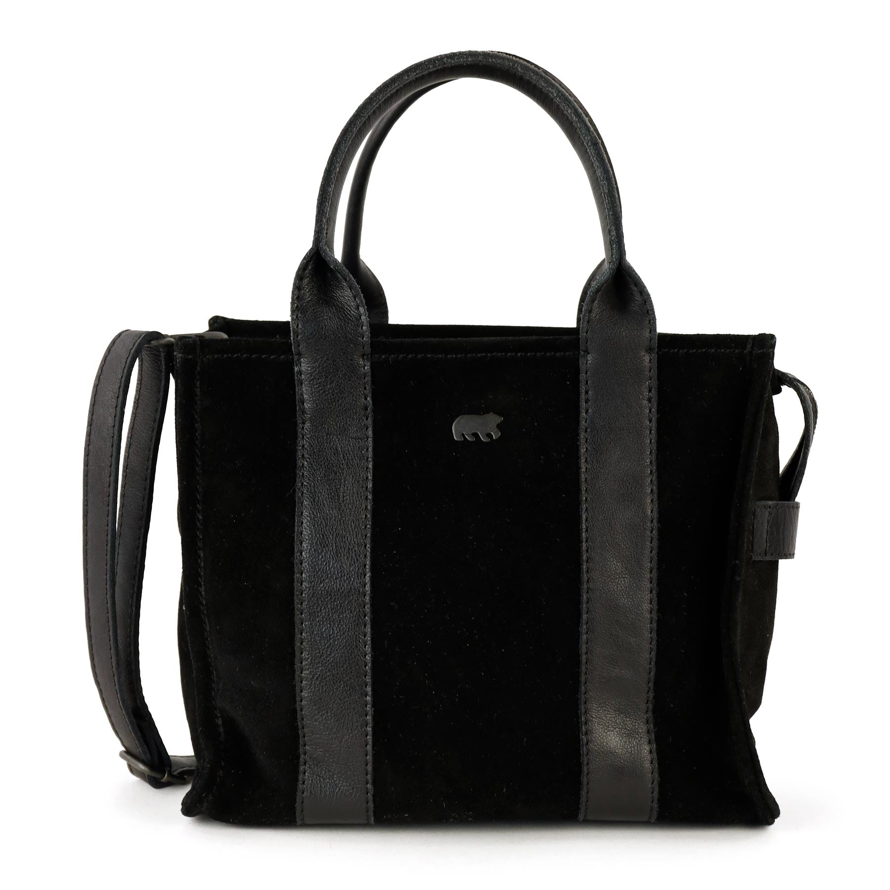 Suède mini tote bag 'Nova' zwart