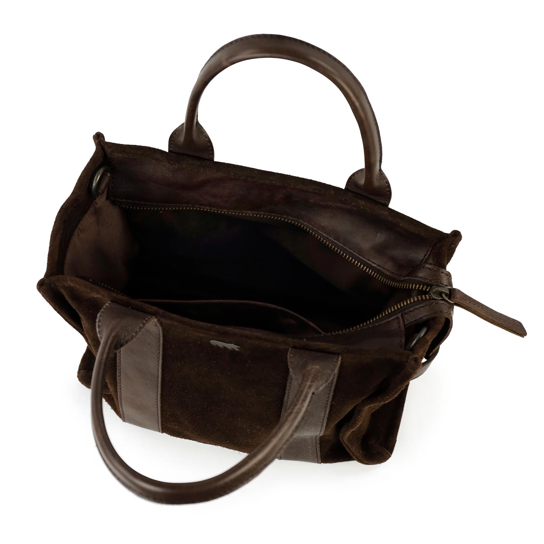 Suede mini tote bag 'Nova' dark brown