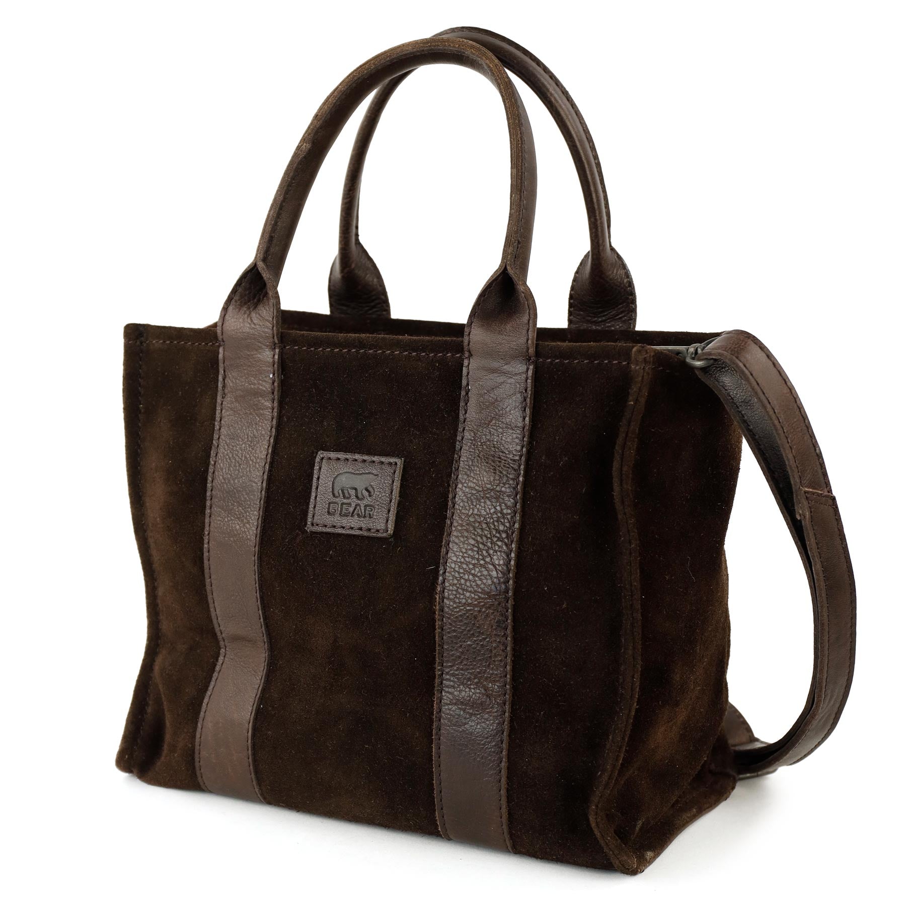 Suede mini tote bag 'Nova' dark brown