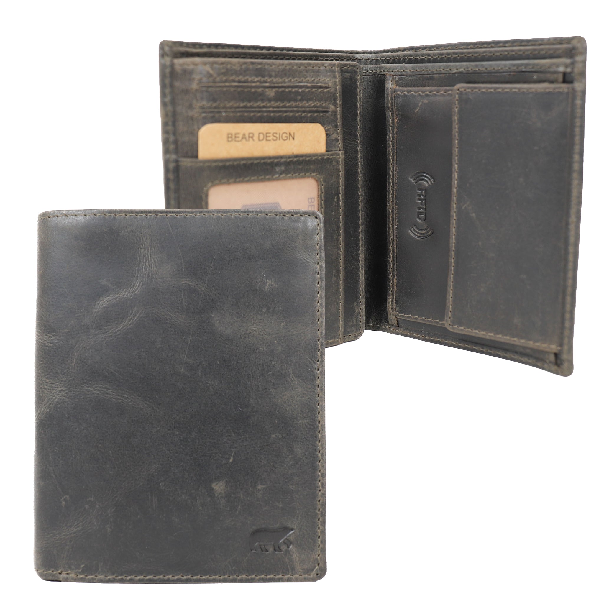 Hoge billfold 'Iwan' vintage grijs