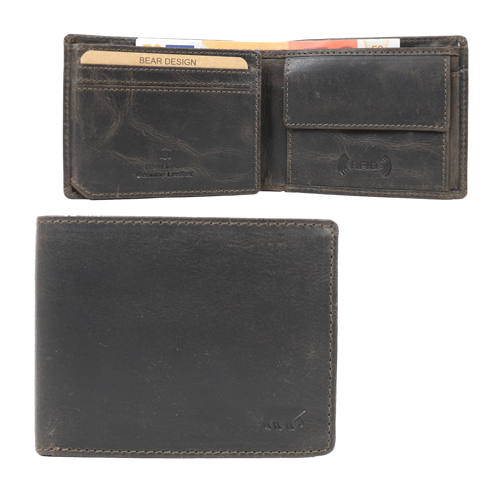 Billfold 'Lucas' vintage grijs