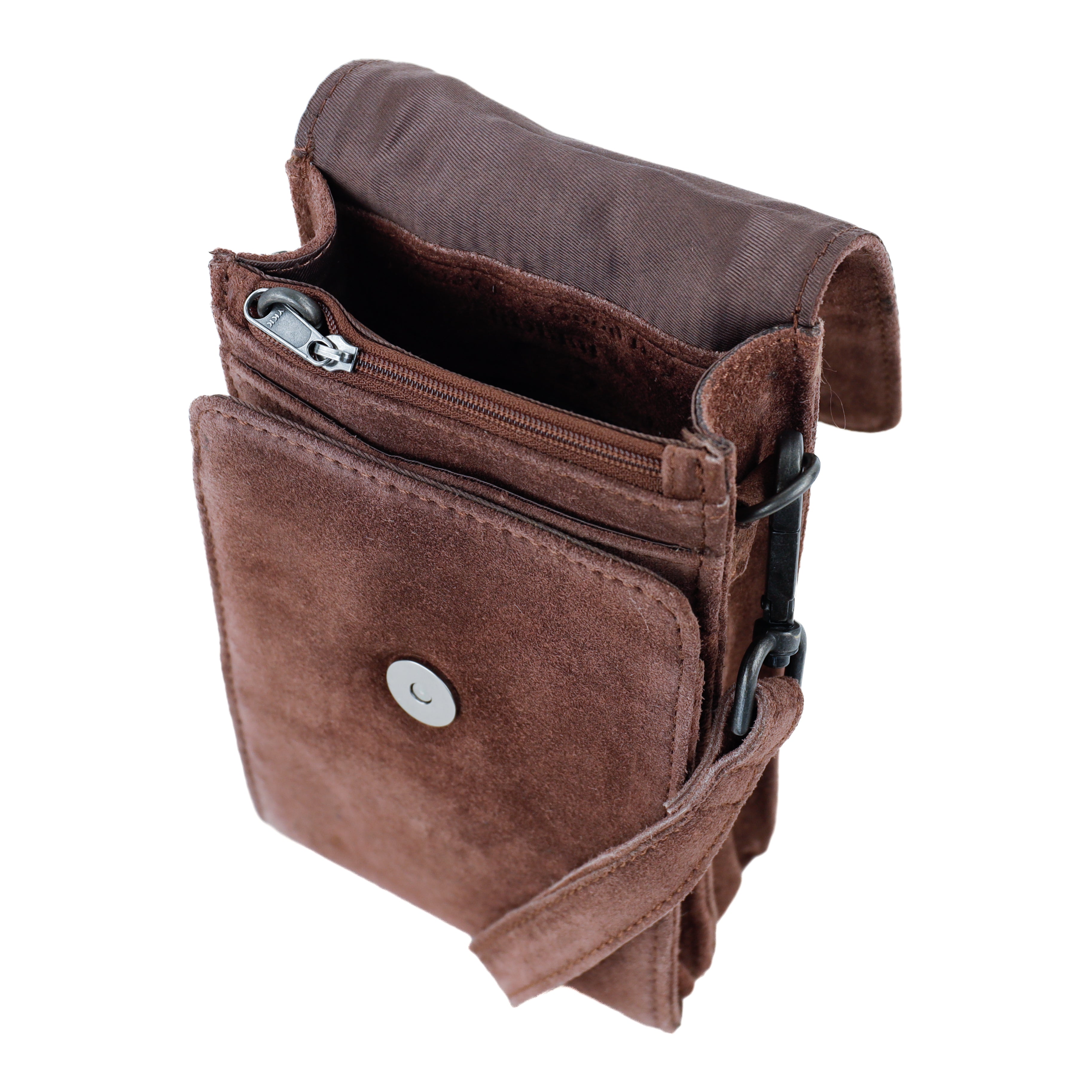 Suède schoudertasje 'Robbie' 2.0 choco