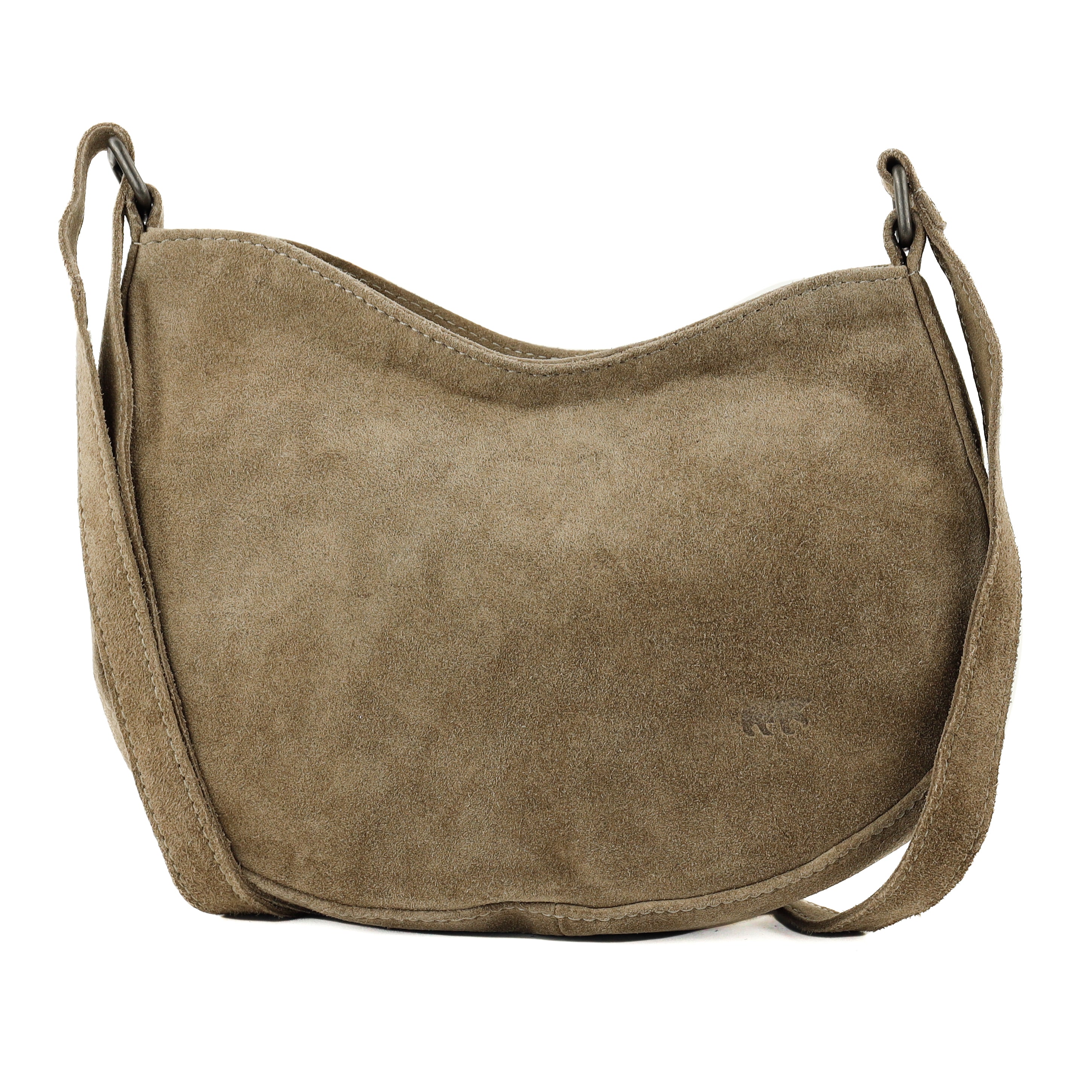 Suède schoudertasje 'Tamara' taupe