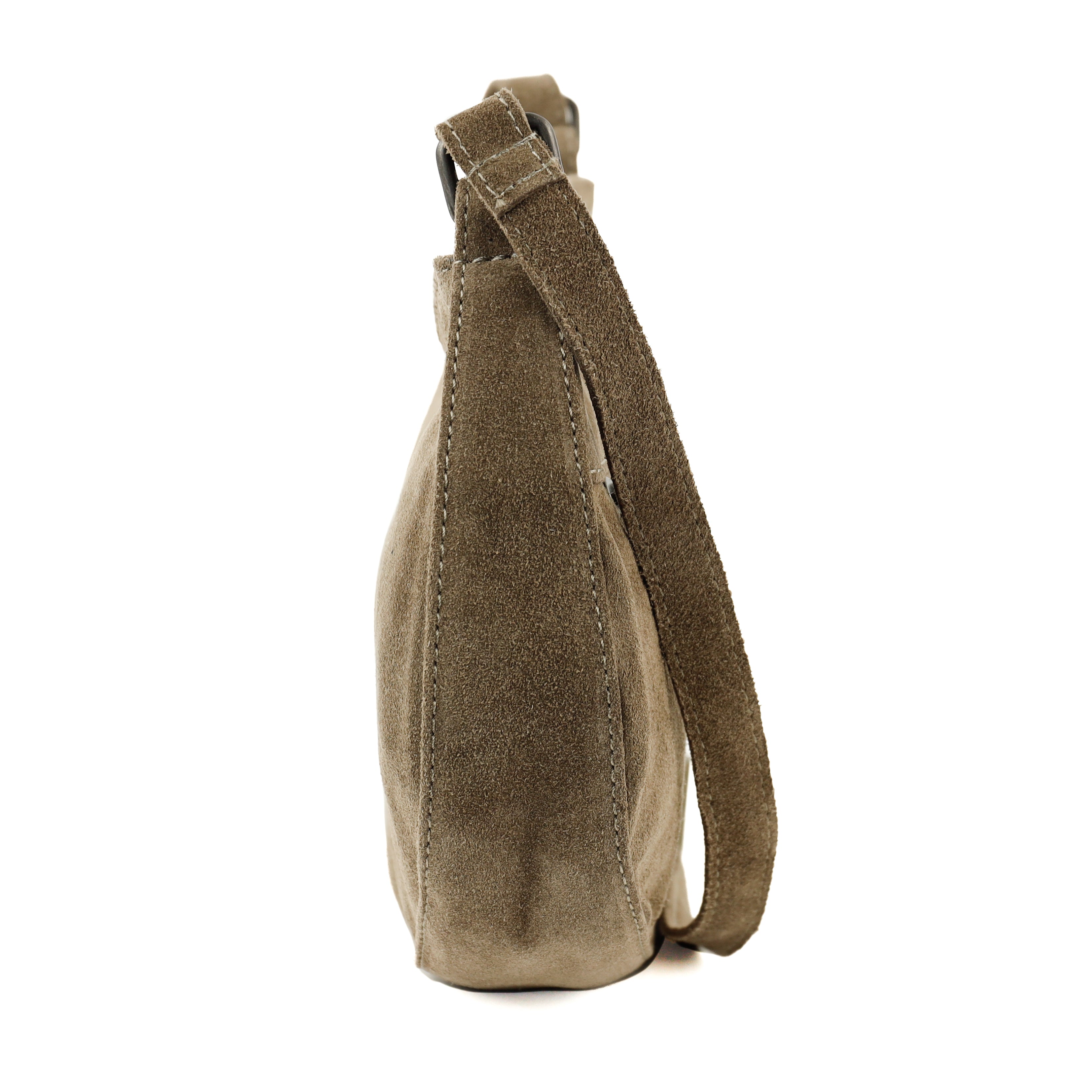 Suède schoudertasje 'Tamara' taupe