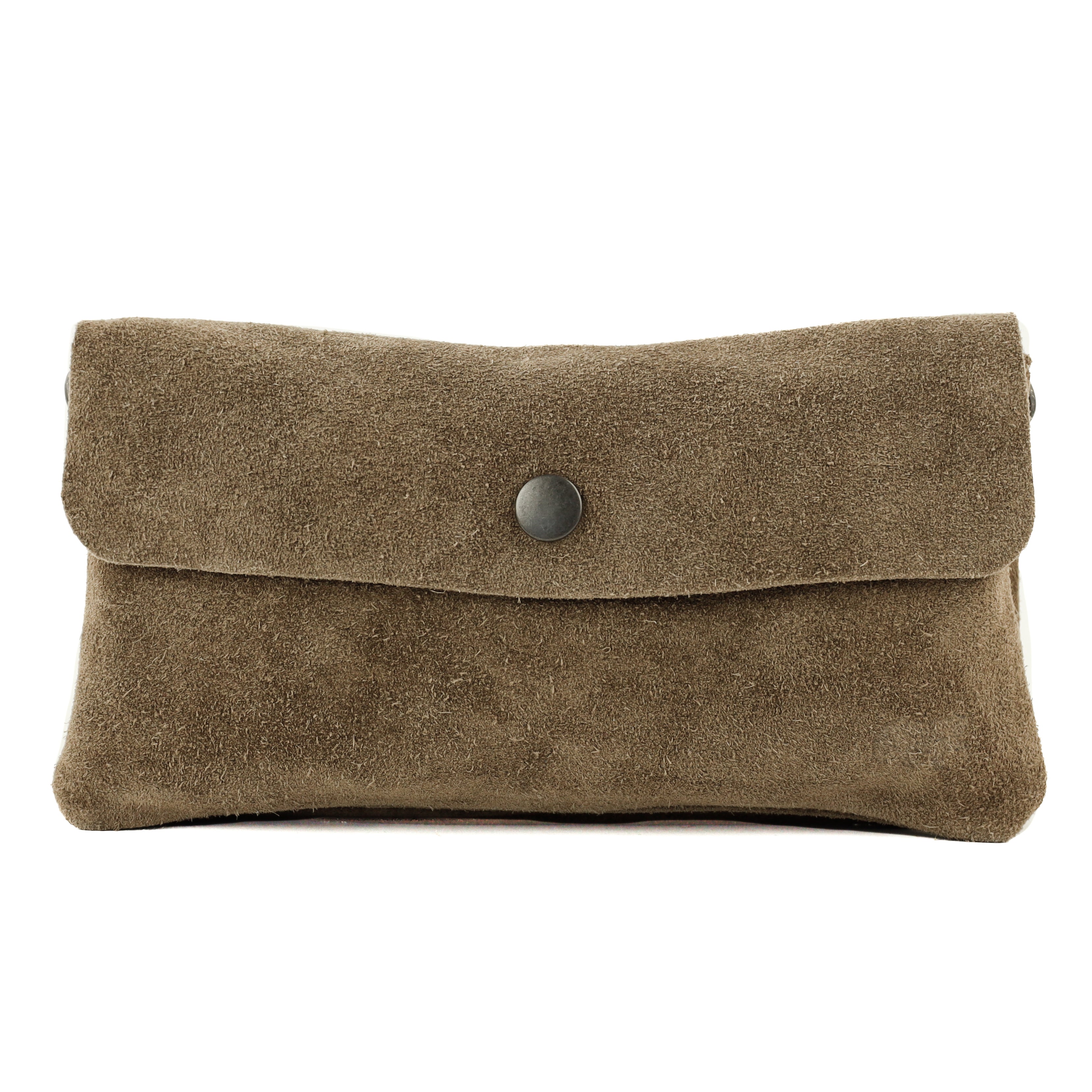 Suede clutch/mini shoulder bag 'Lydia' taupe
