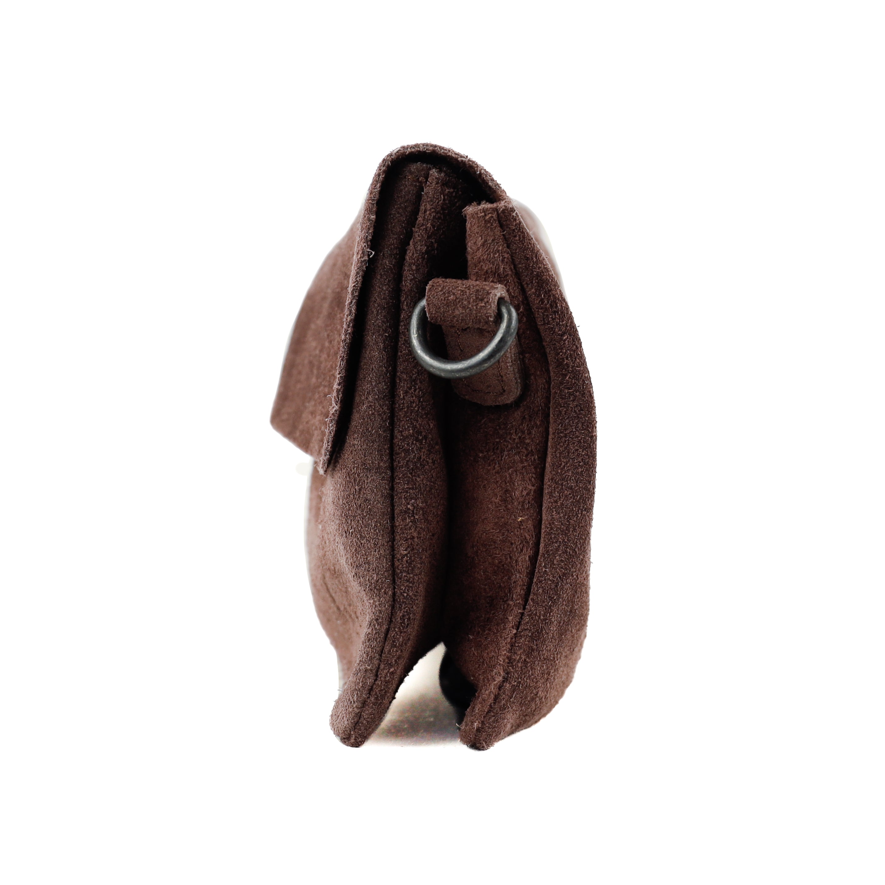Suede clutch/mini shoulder bag 'Lydia' choco