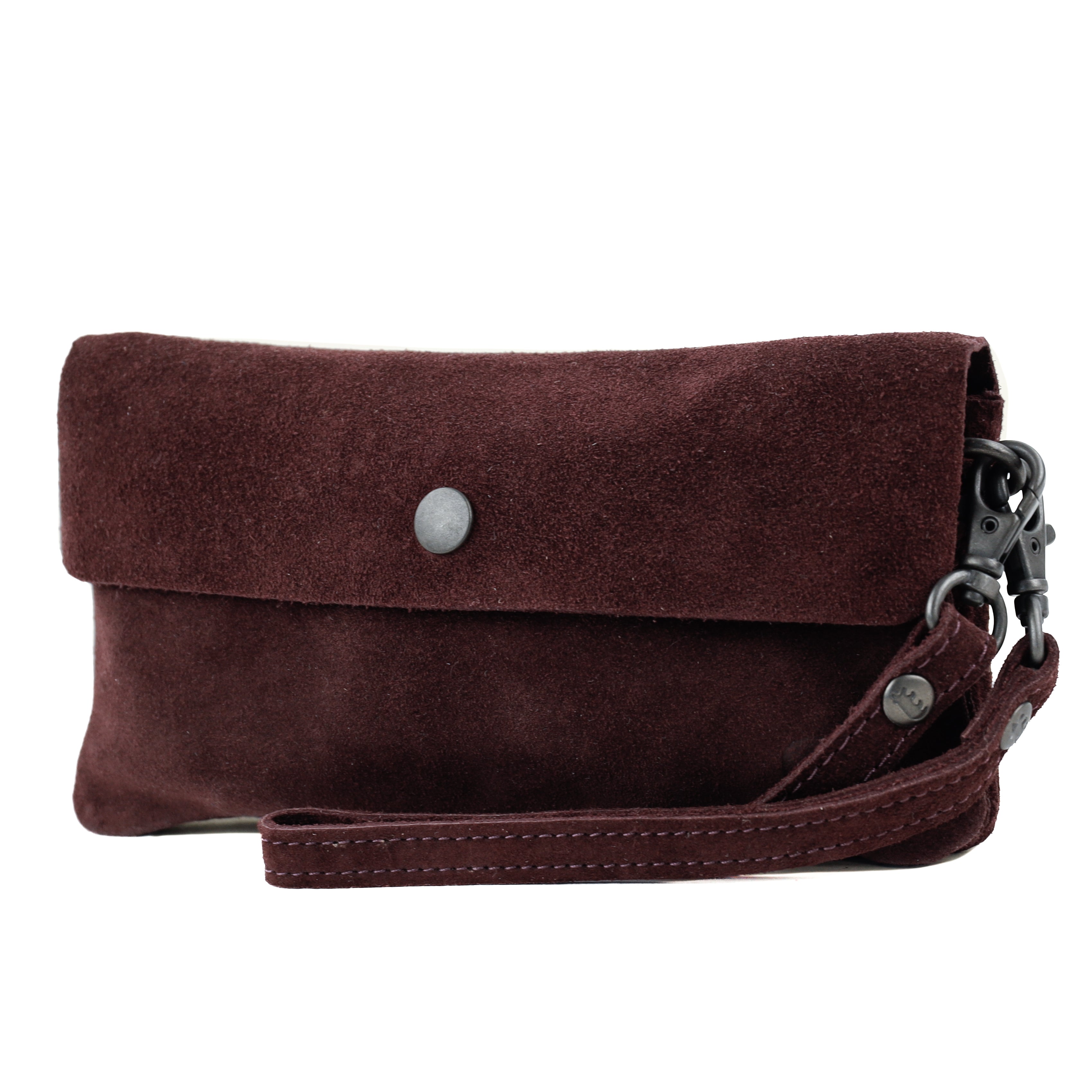 Suede clutch/mini shoulder bag 'Lydia' bordeaux