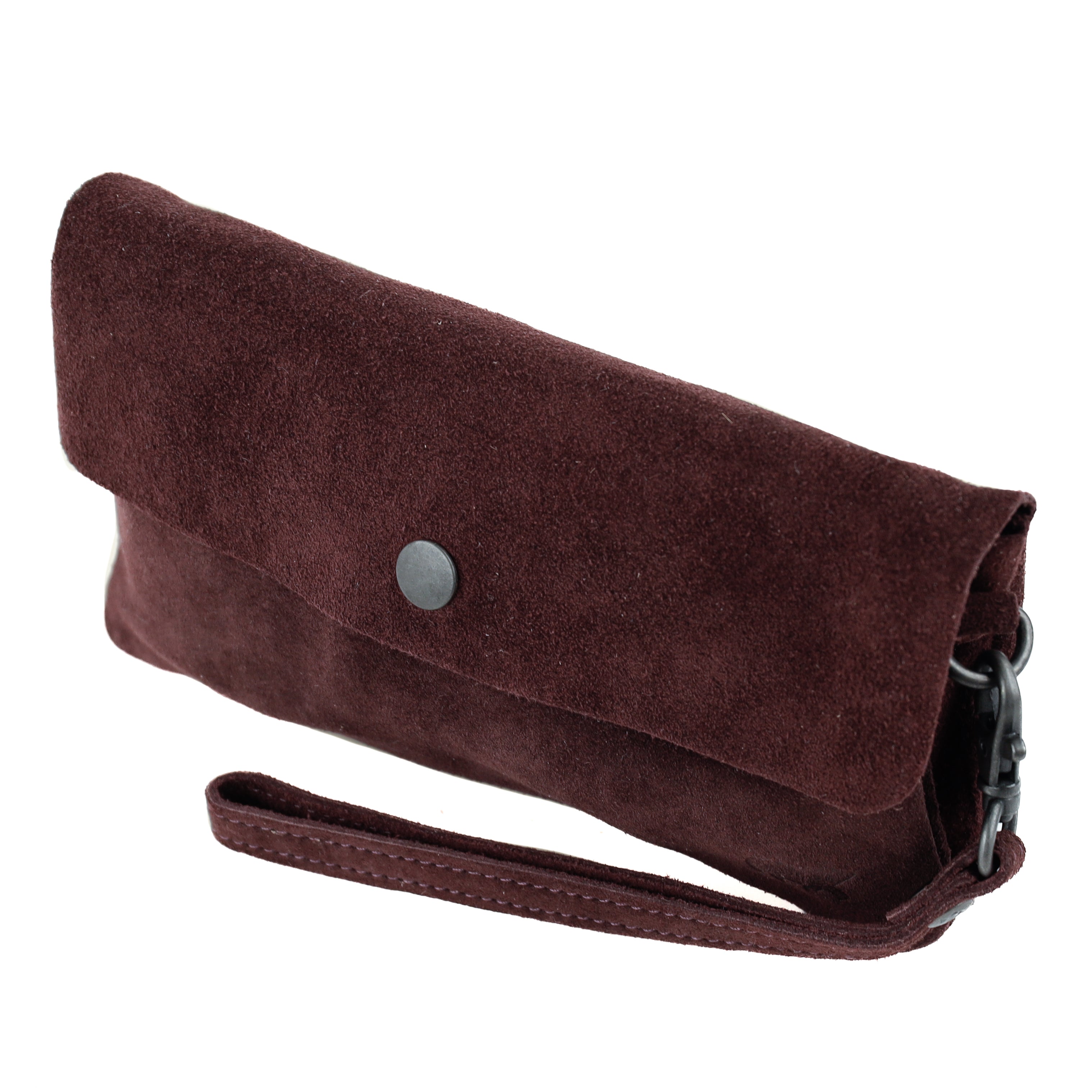 Suede clutch/mini shoulder bag 'Lydia' bordeaux