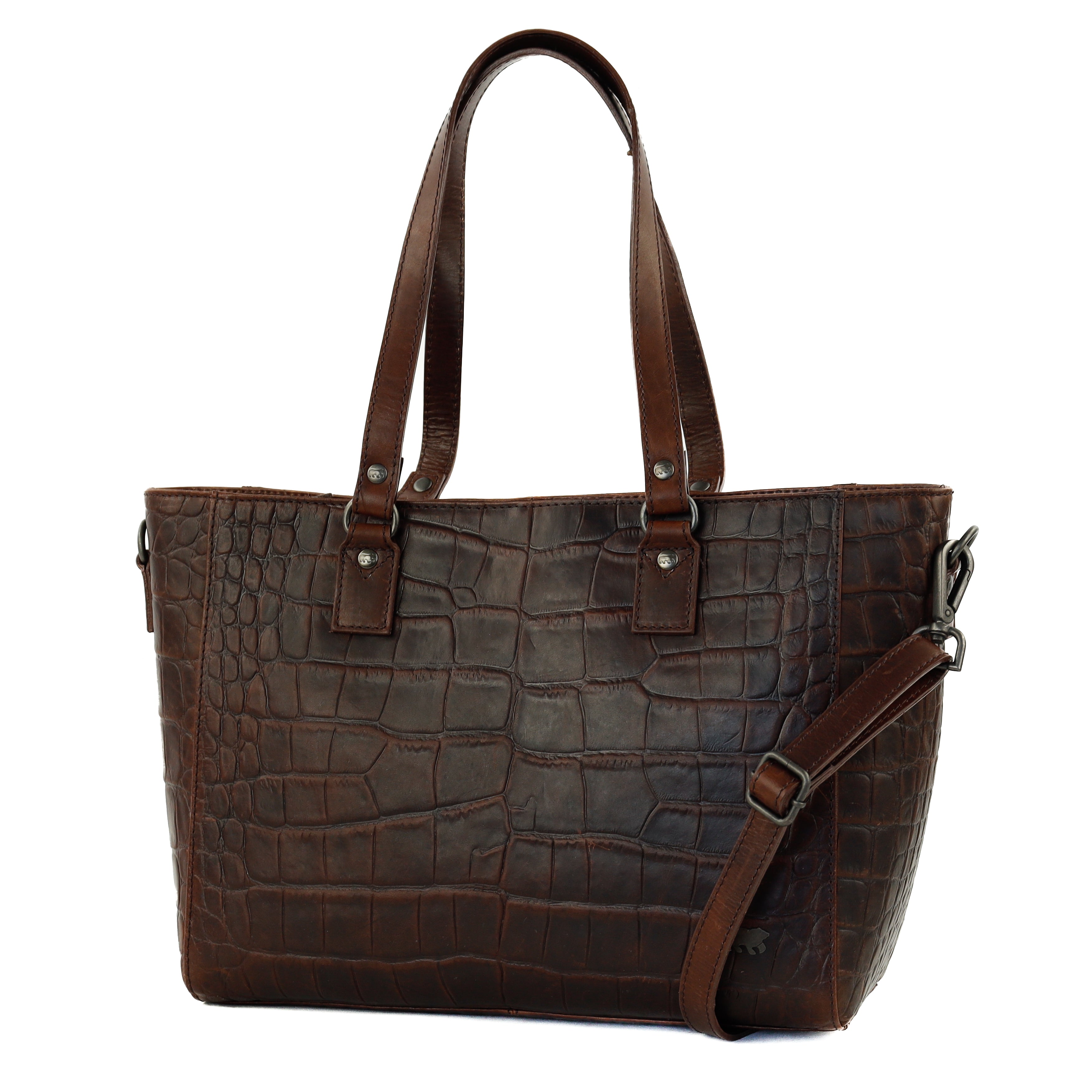 Croco shopper 'Chiara' dark brown