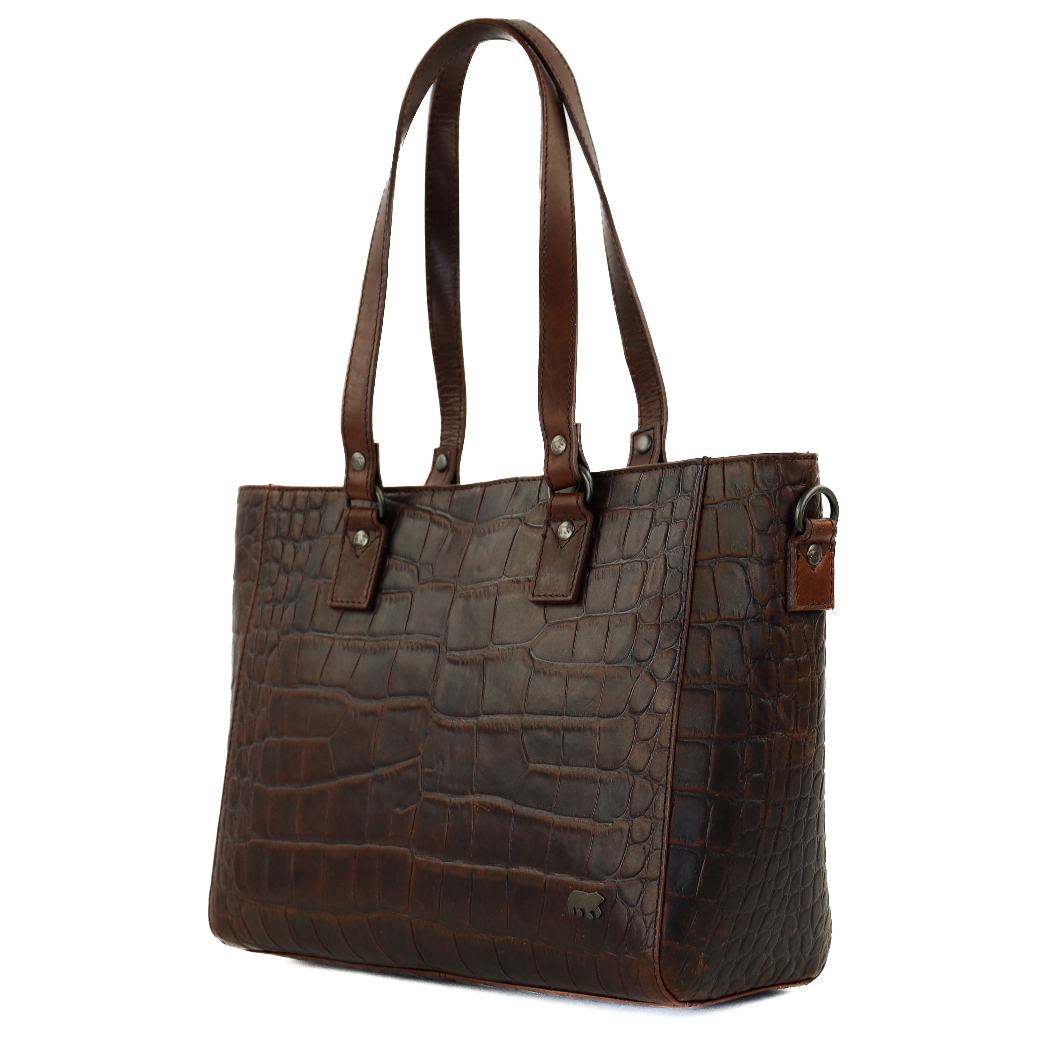 Croco shopper 'Chiara' dark brown