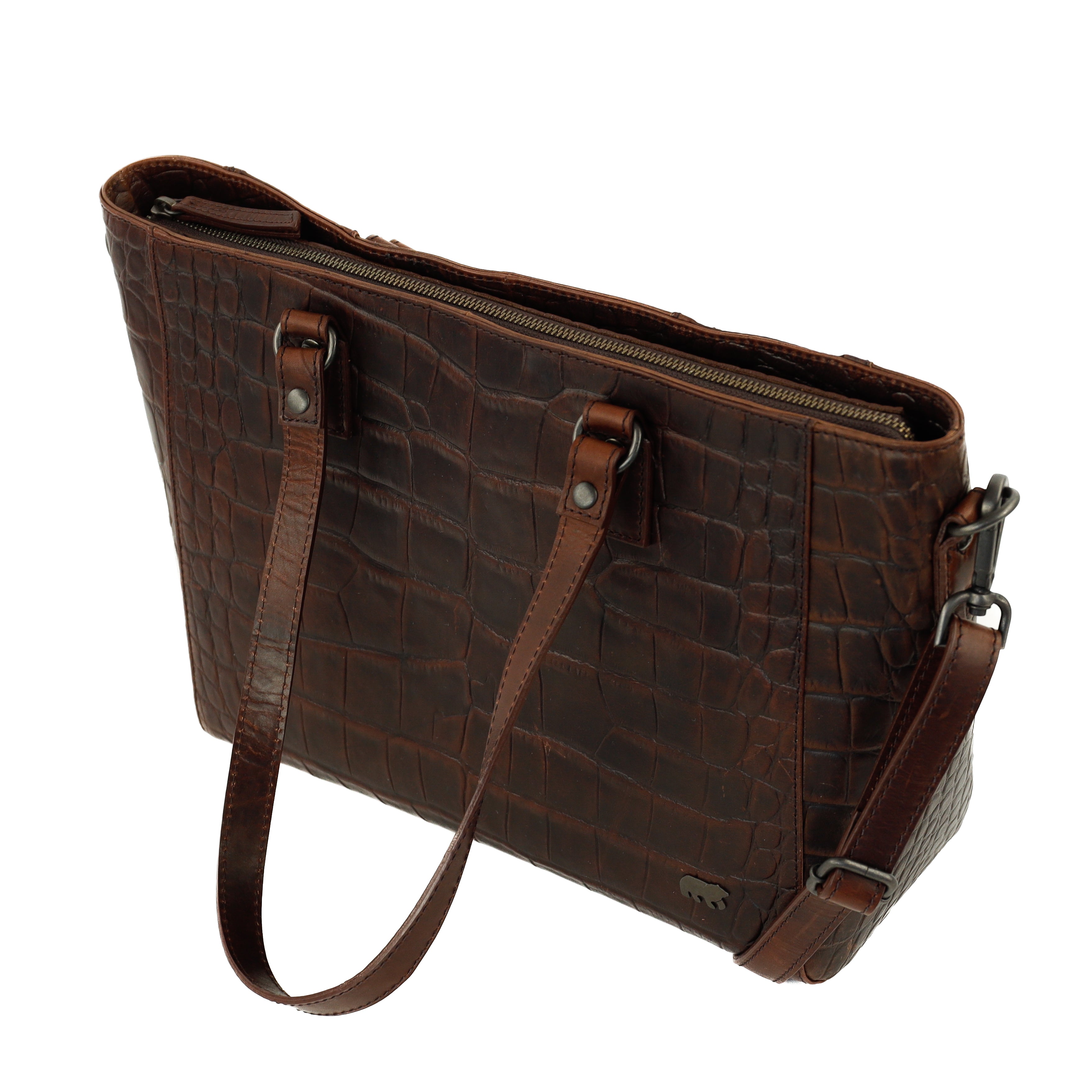 Croco shopper 'Chiara' dark brown