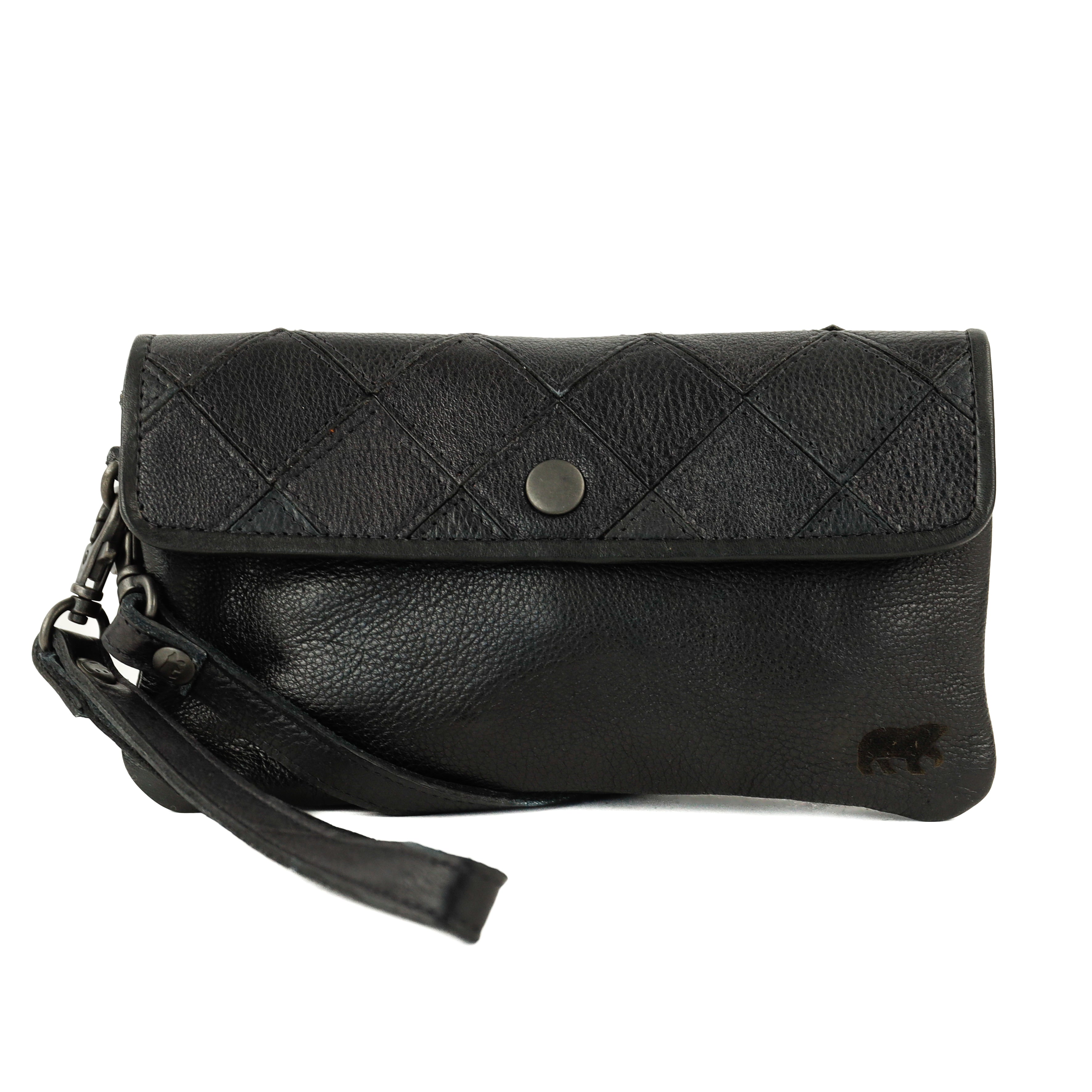 Clutch/mini schoudertasje 'Valentina' zwart