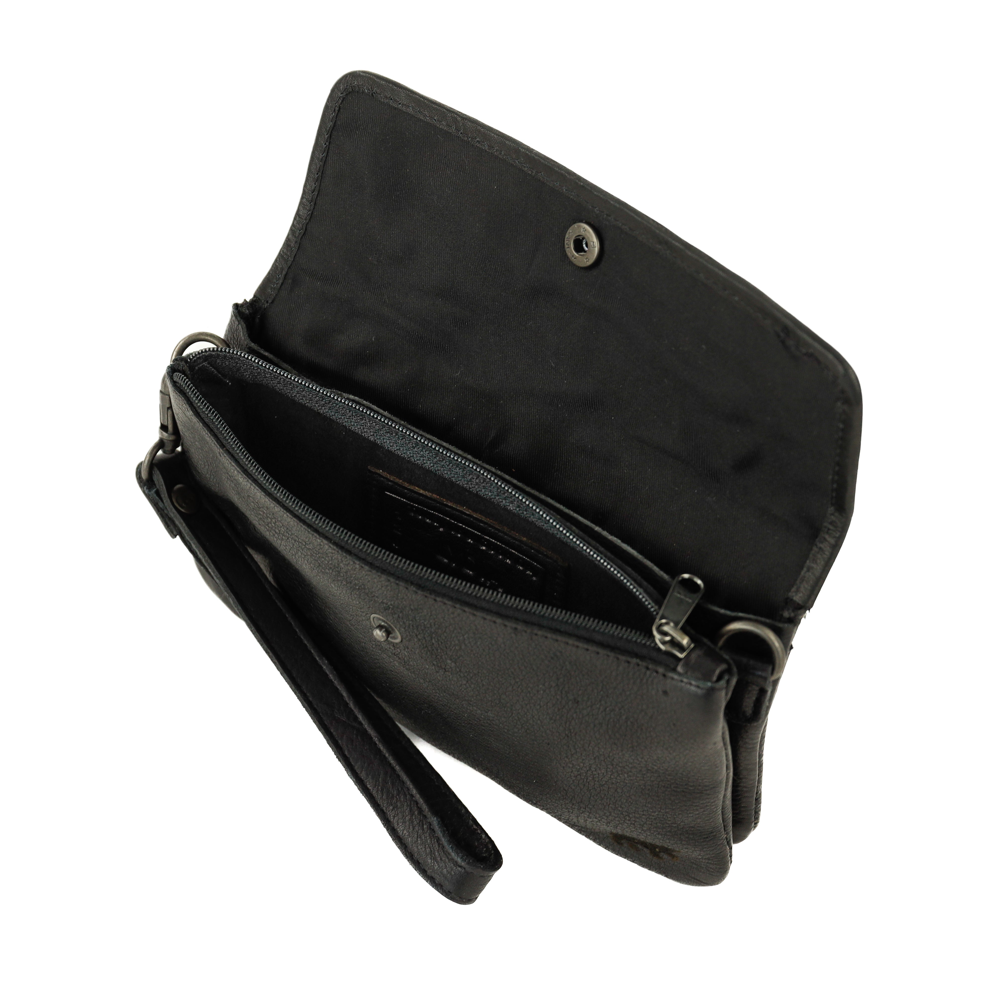 Clutch/mini schoudertasje 'Valentina' zwart