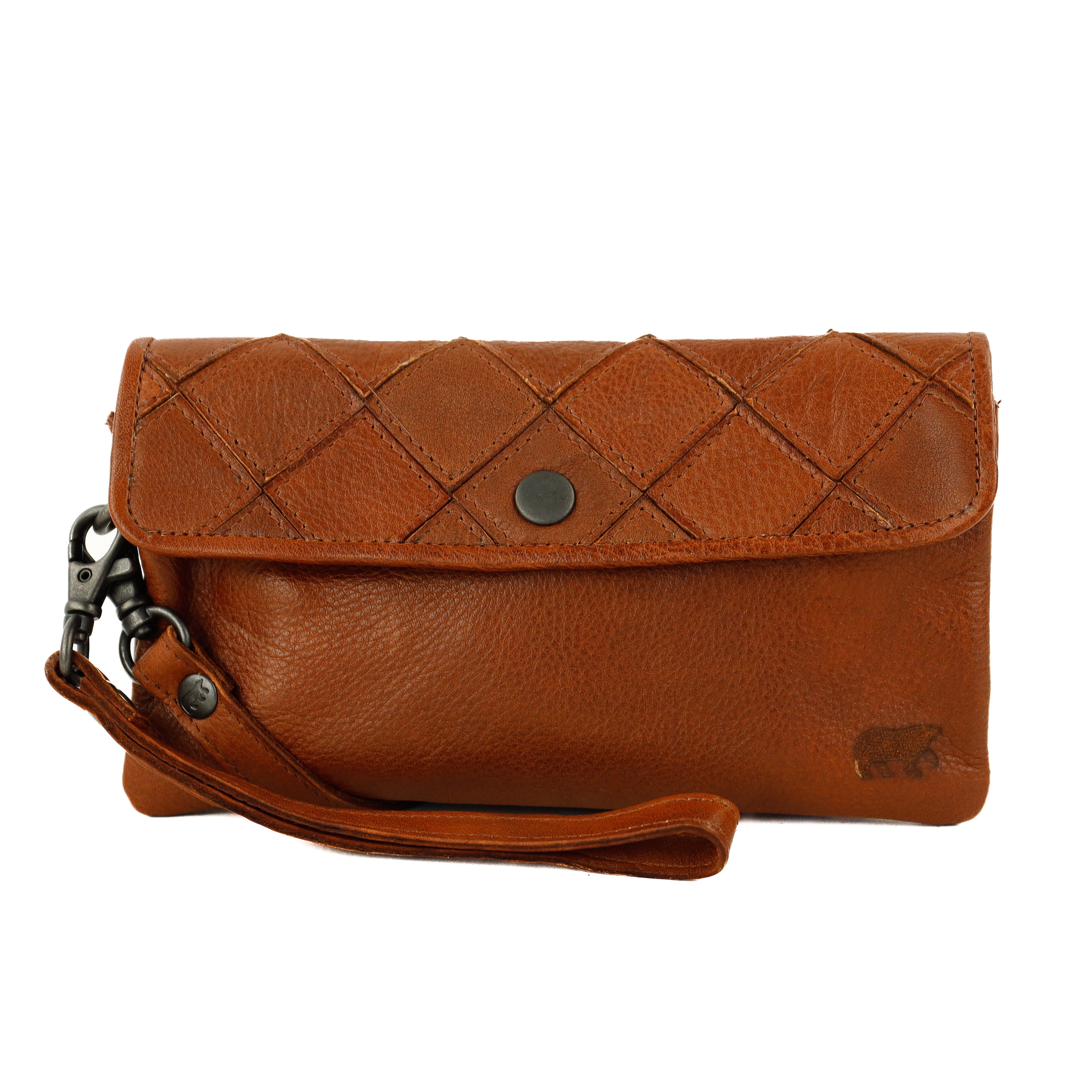 Clutch/mini schoudertasje 'Valentina' cognac
