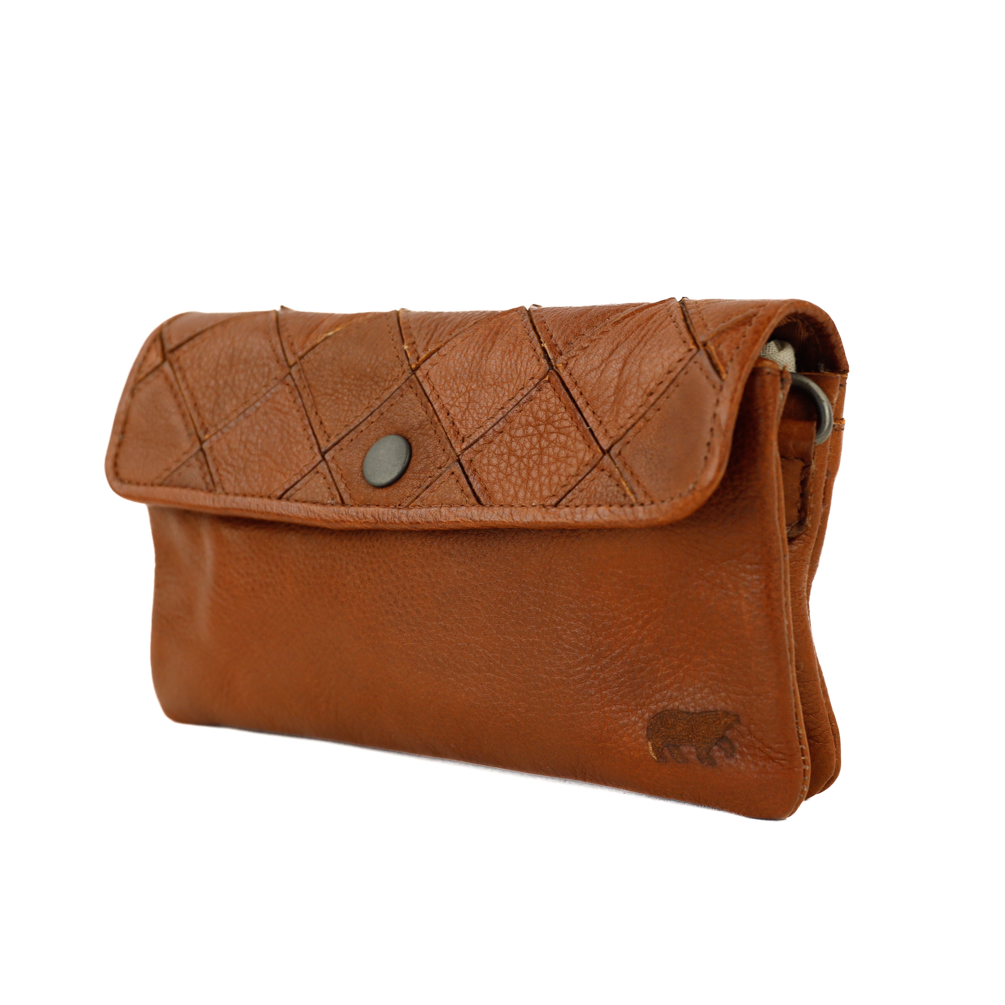 Clutch/mini schoudertasje 'Valentina' cognac