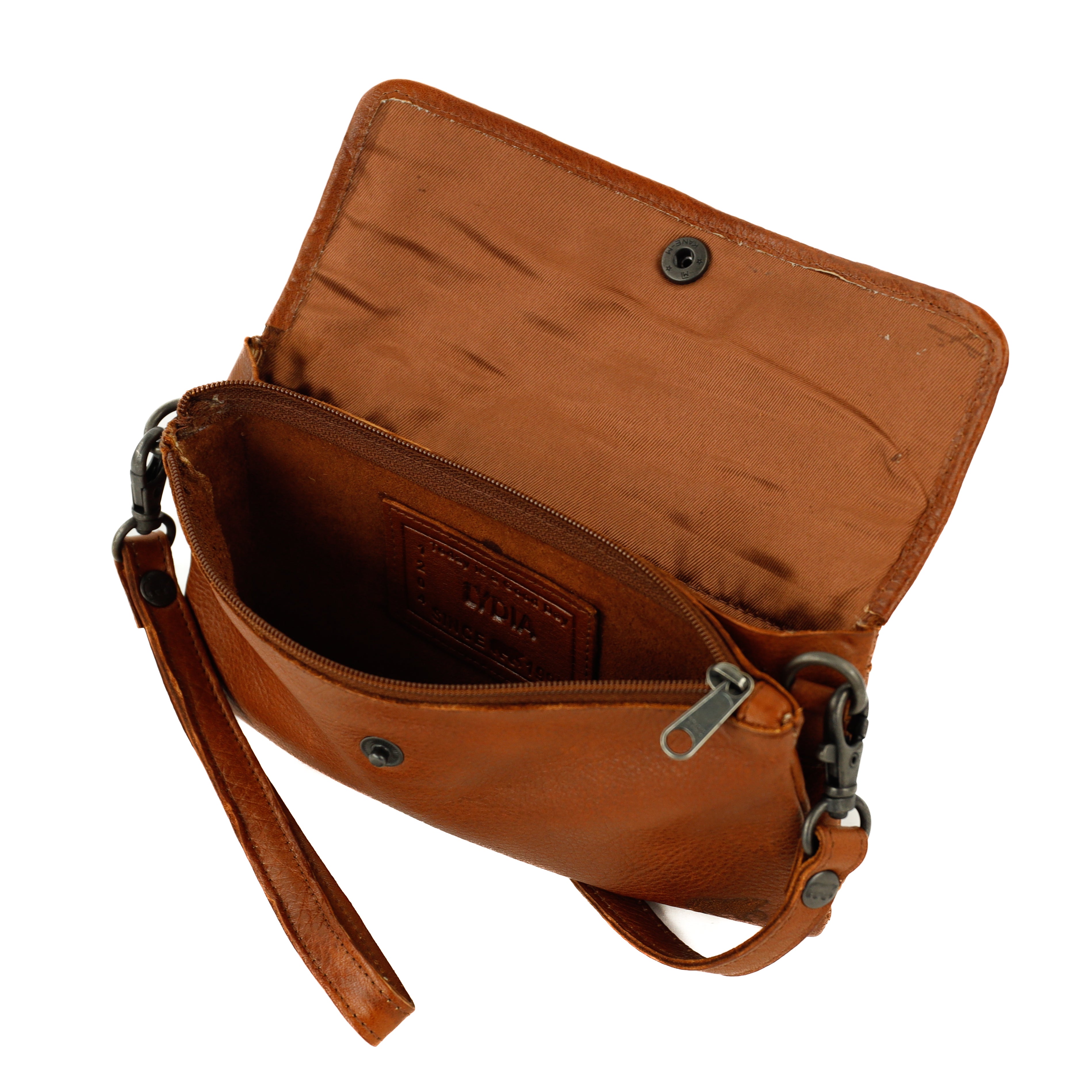 Clutch/mini schoudertasje 'Valentina' cognac