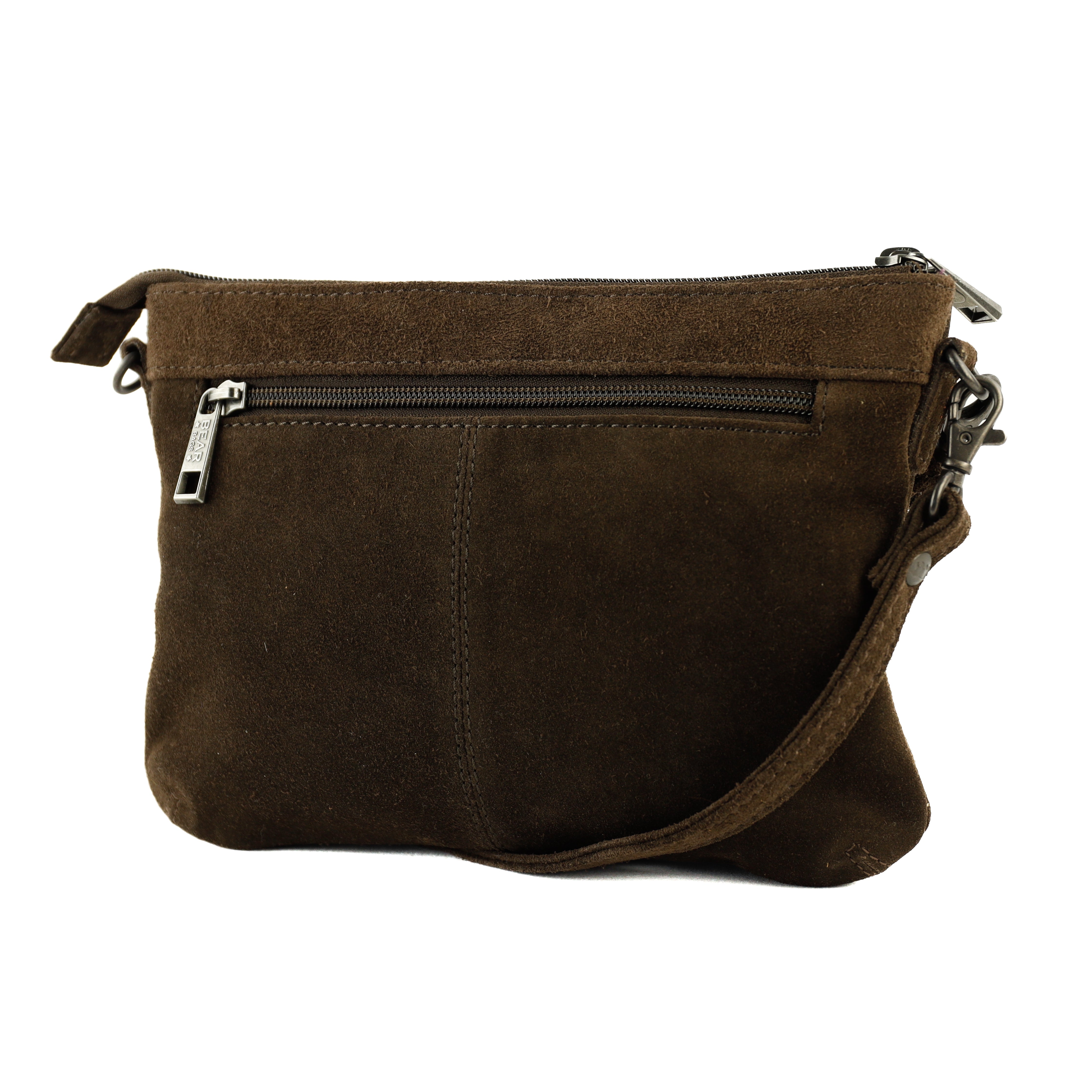 Suede schoudertasje 'Julie' Brown