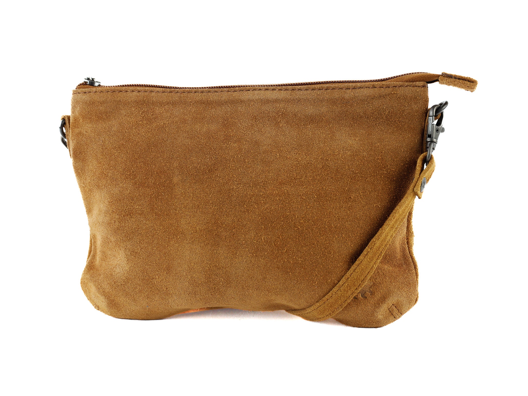 Suede schoudertasje 'Julie' cognac