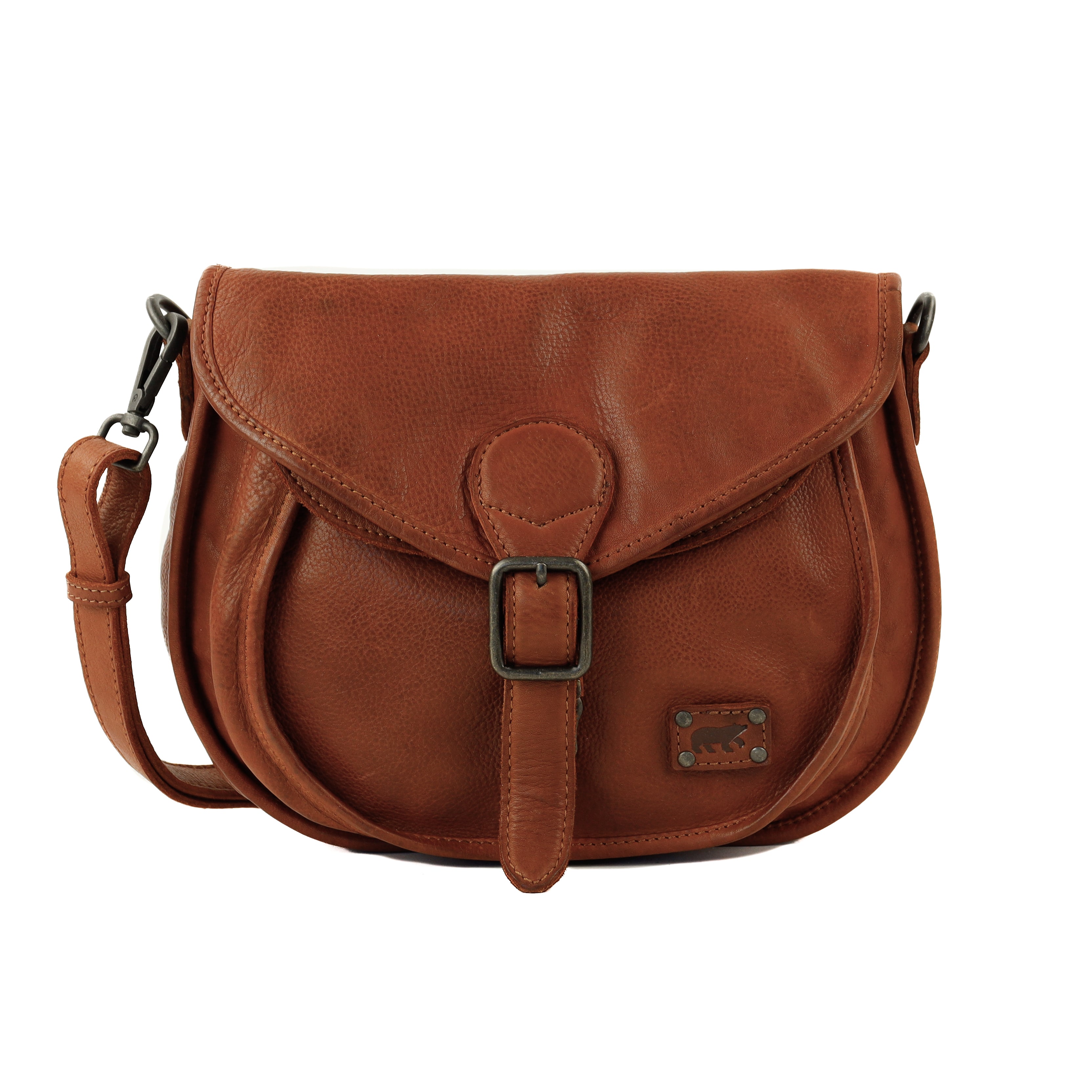 Schoudertas met flap 'Roxanne' cognac