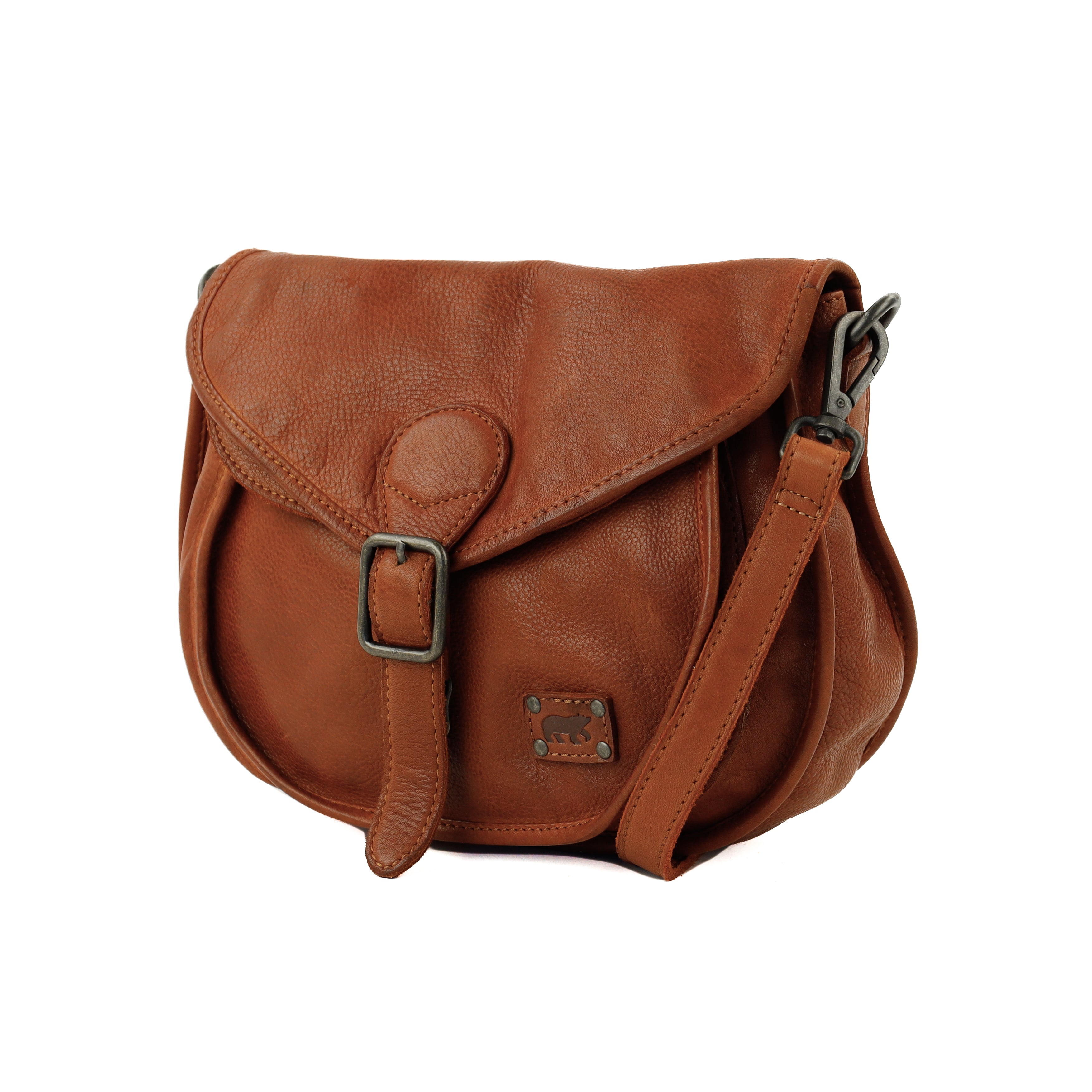 Schoudertas met flap 'Roxanne' cognac