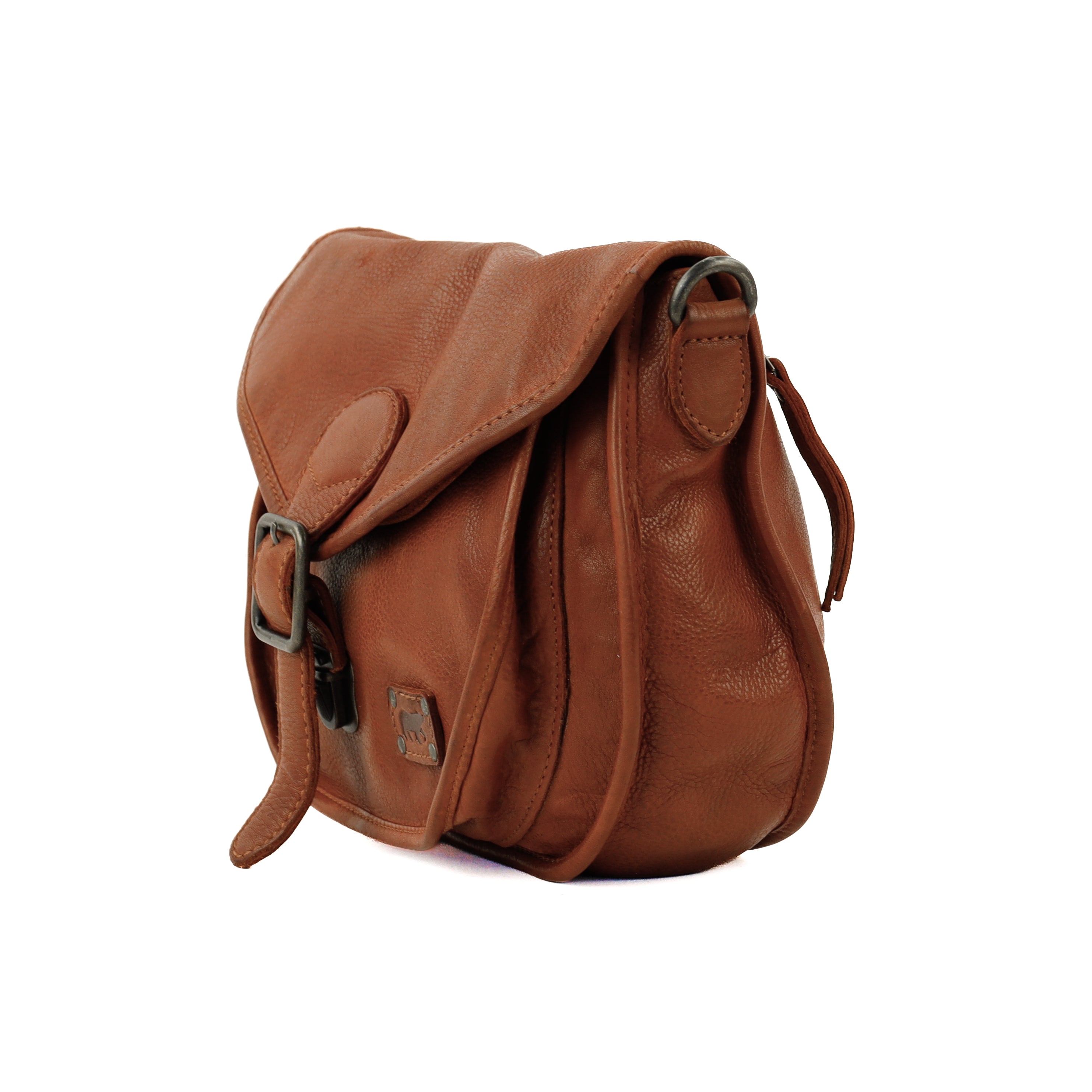 Schoudertas met flap 'Roxanne' cognac