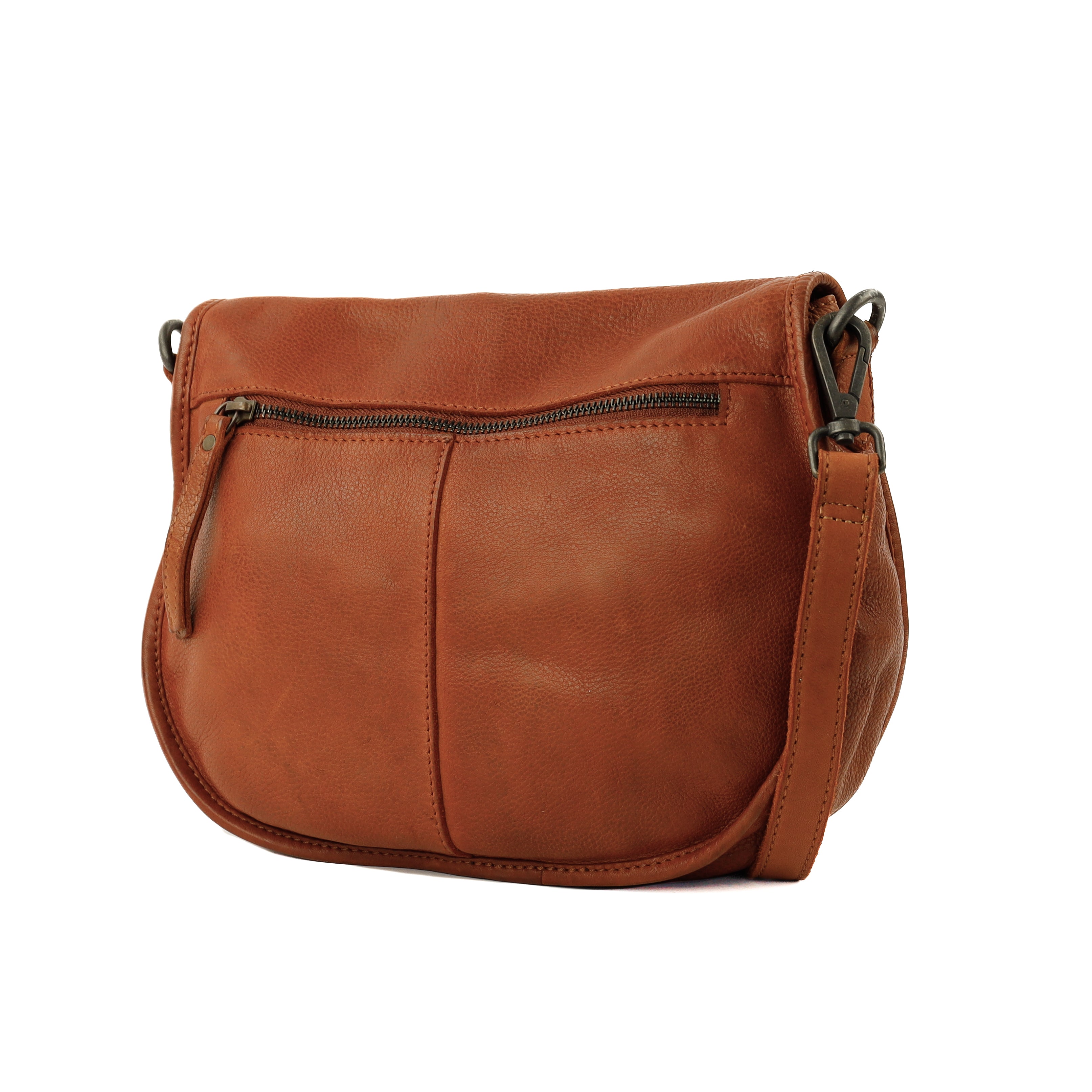 Schoudertas met flap 'Roxanne' cognac