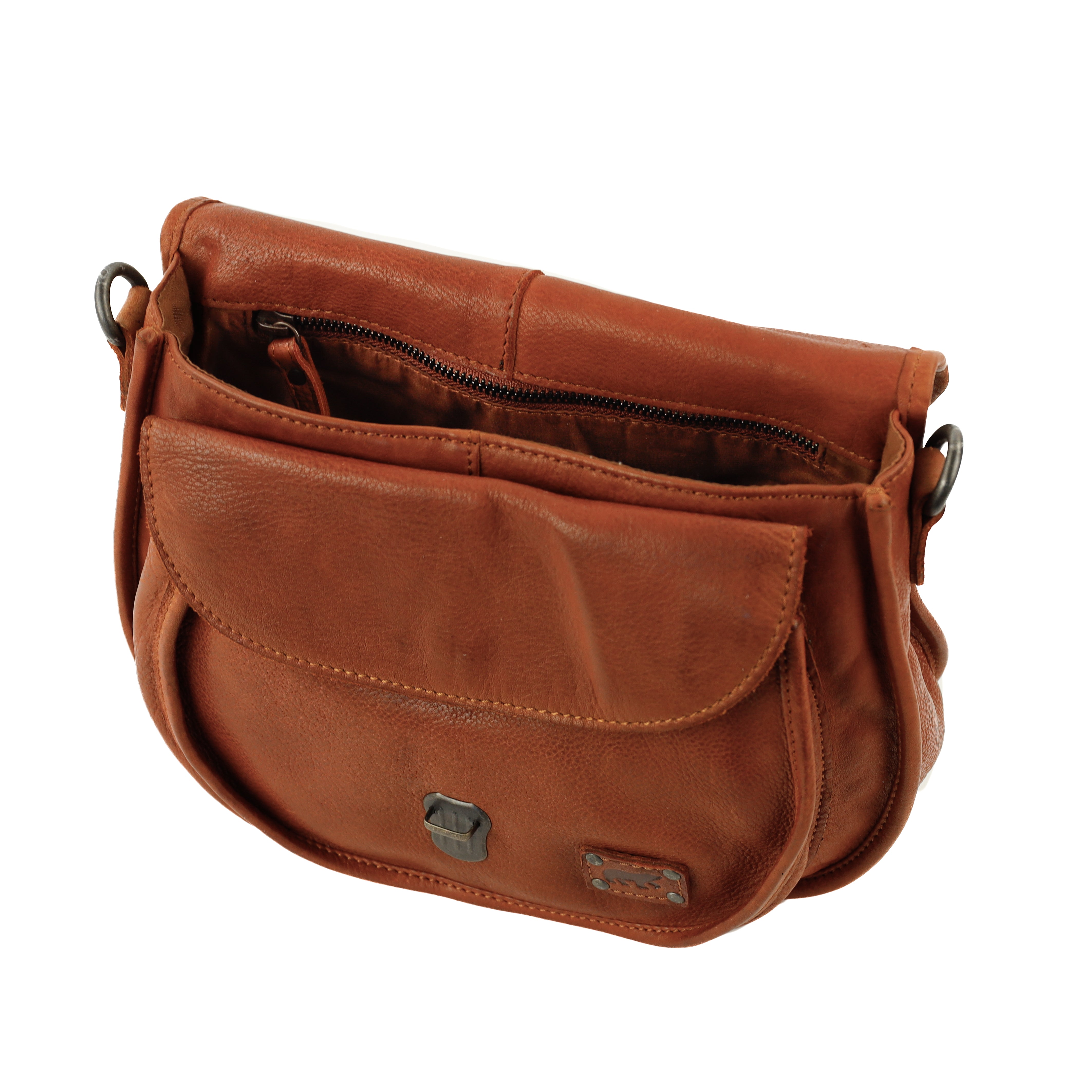 Schoudertas met flap 'Roxanne' cognac