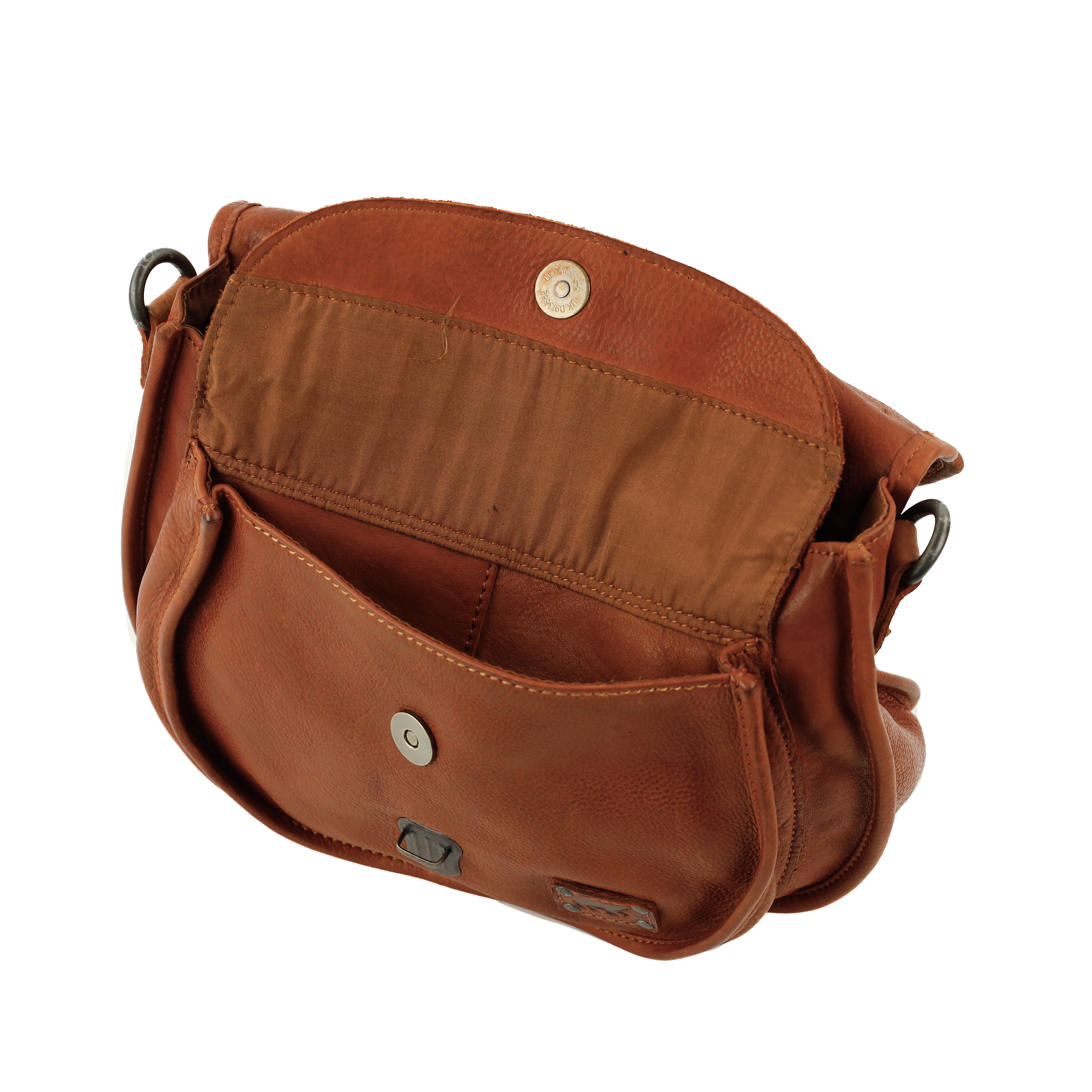 Schoudertas met flap 'Roxanne' cognac