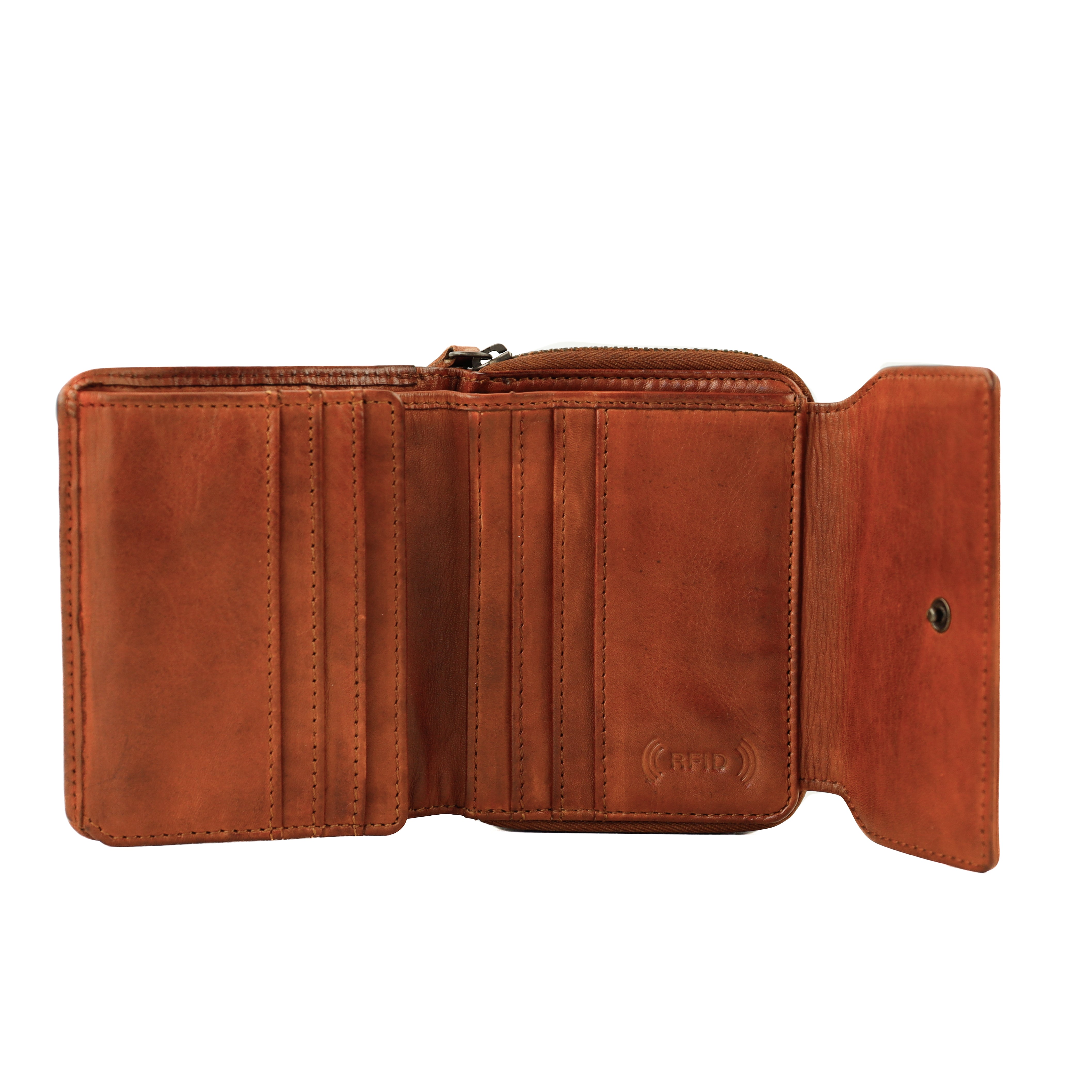 RFID Ritsportemonnee 'Britt' cognac