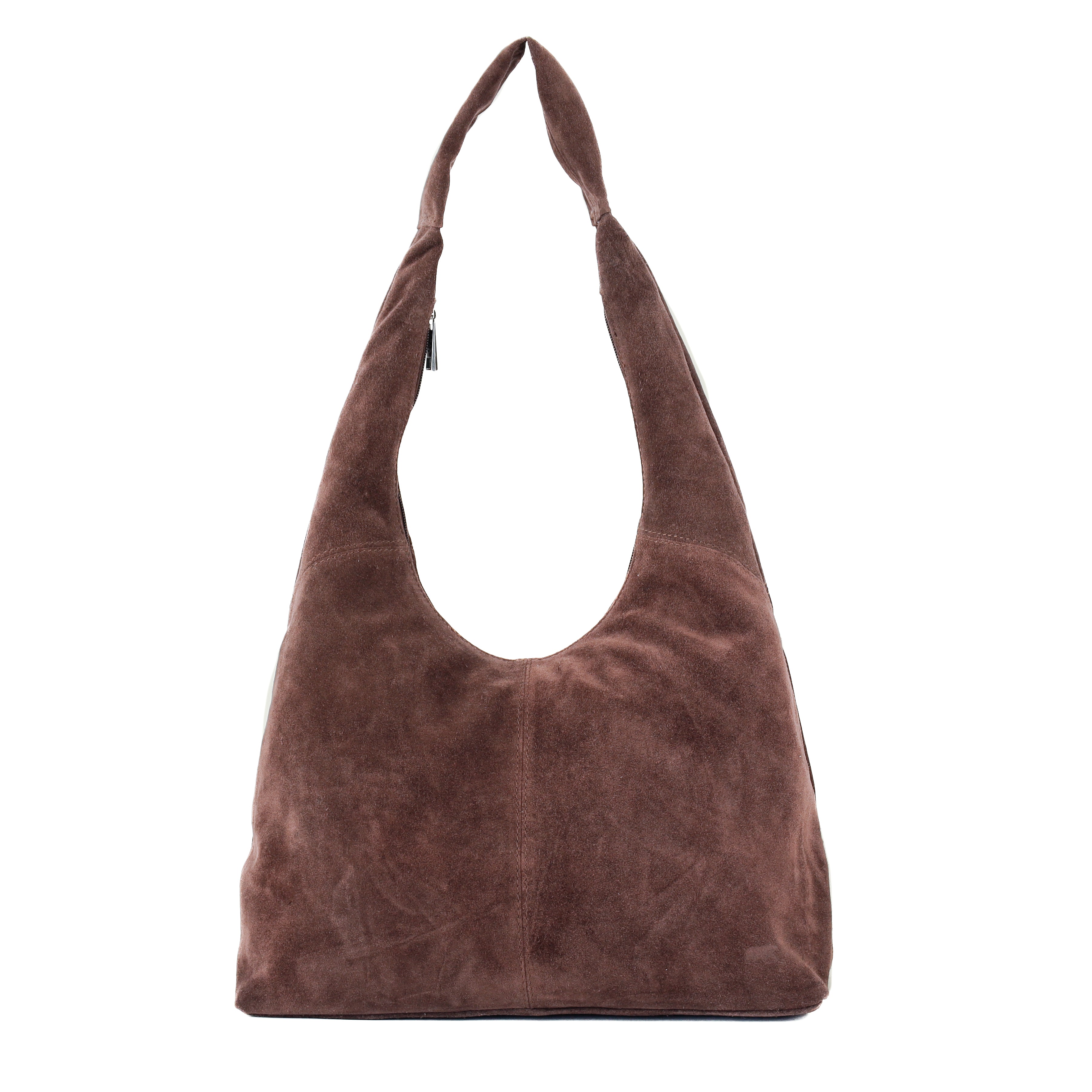 Suede shopper/pouch bag 'Pauline' choco