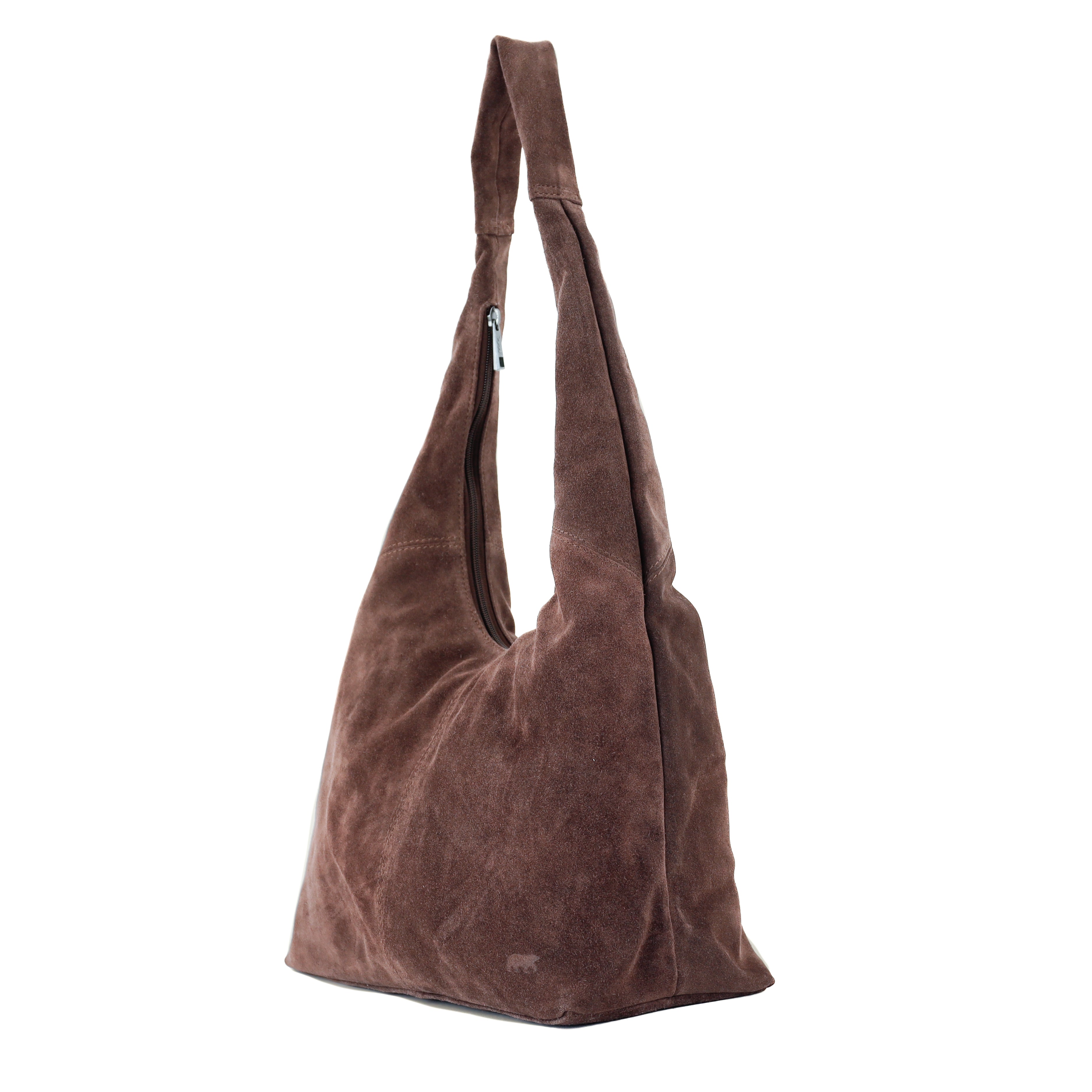 Suede shopper/pouch bag 'Pauline' choco