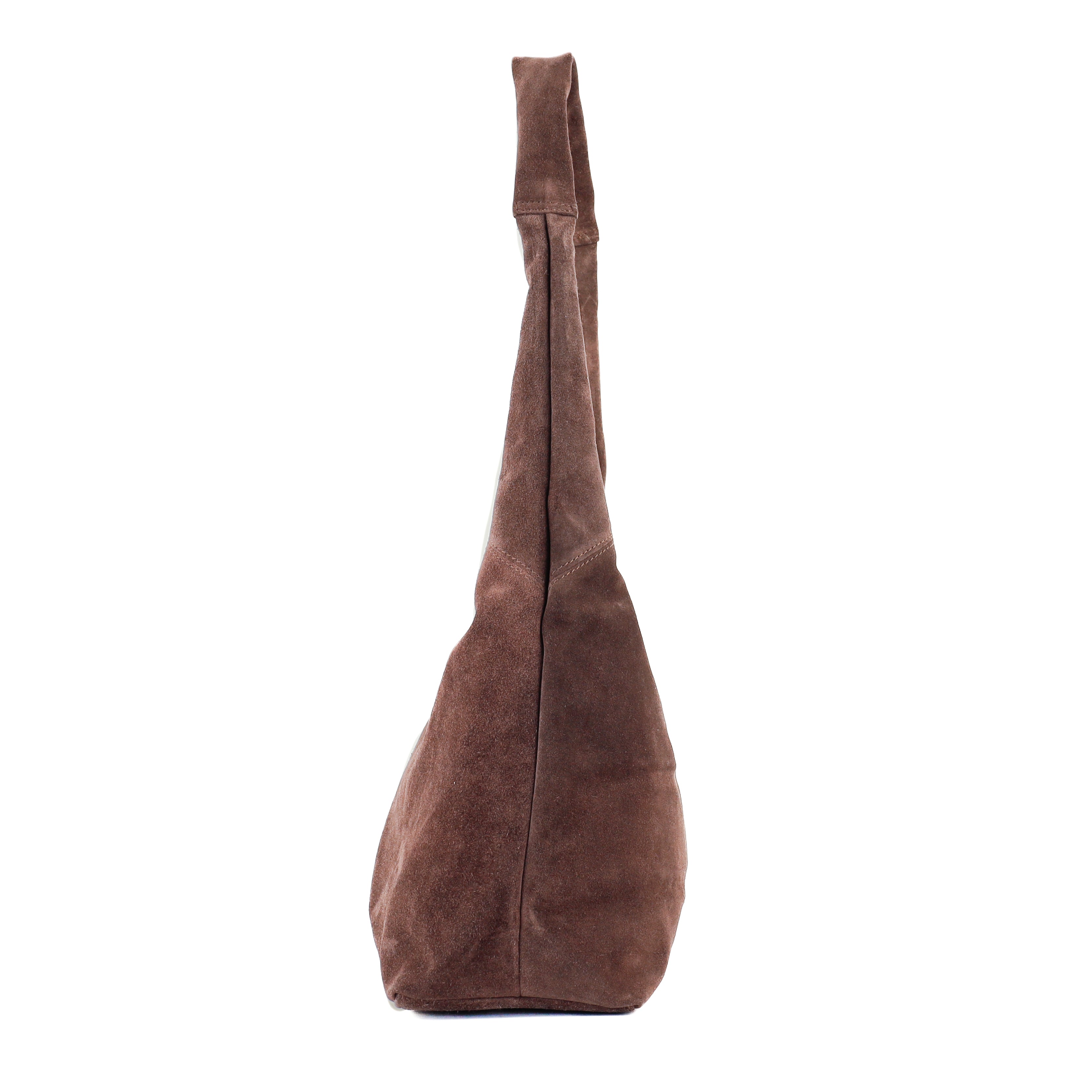 Suede shopper/pouch bag 'Pauline' choco