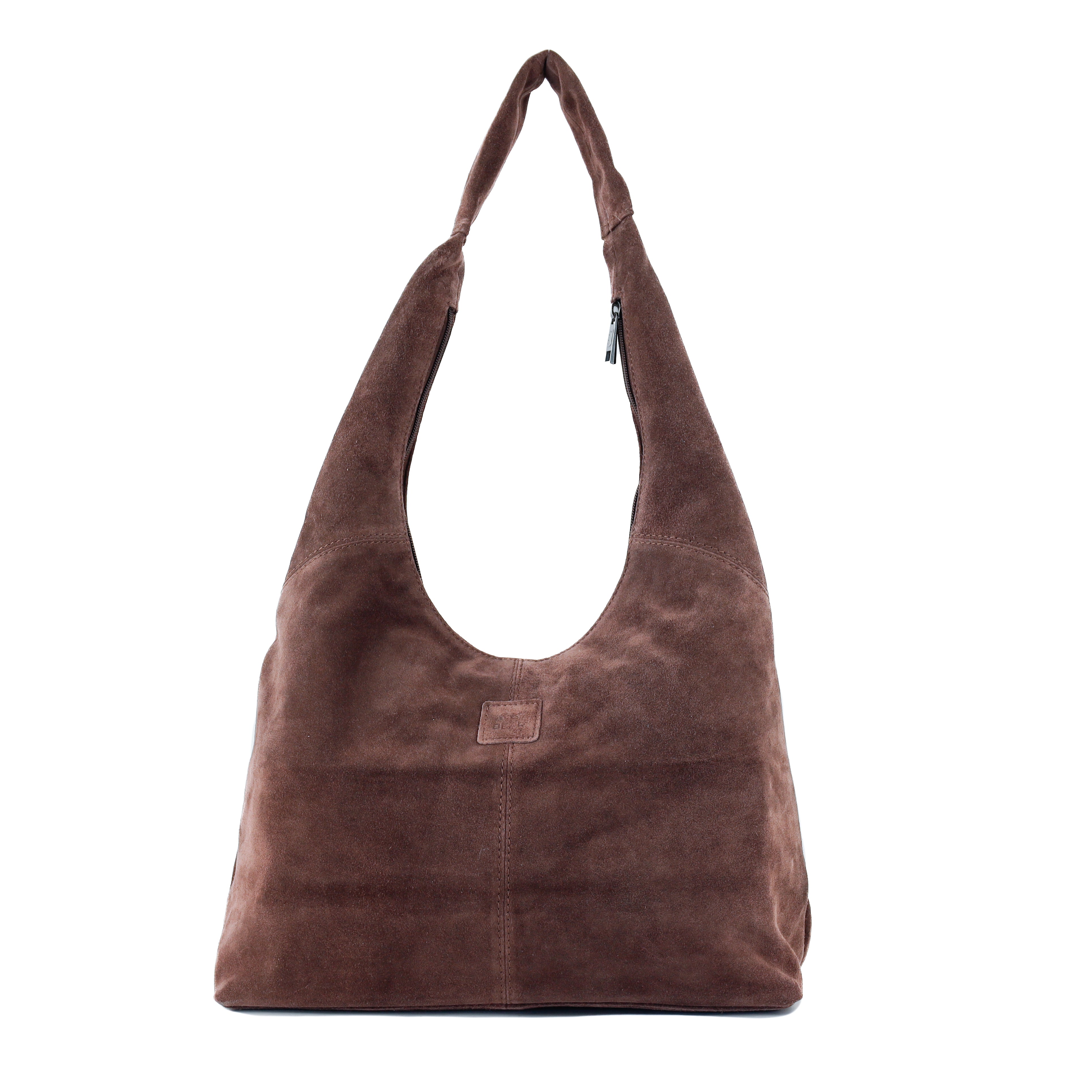 Suede shopper/pouch bag 'Pauline' choco