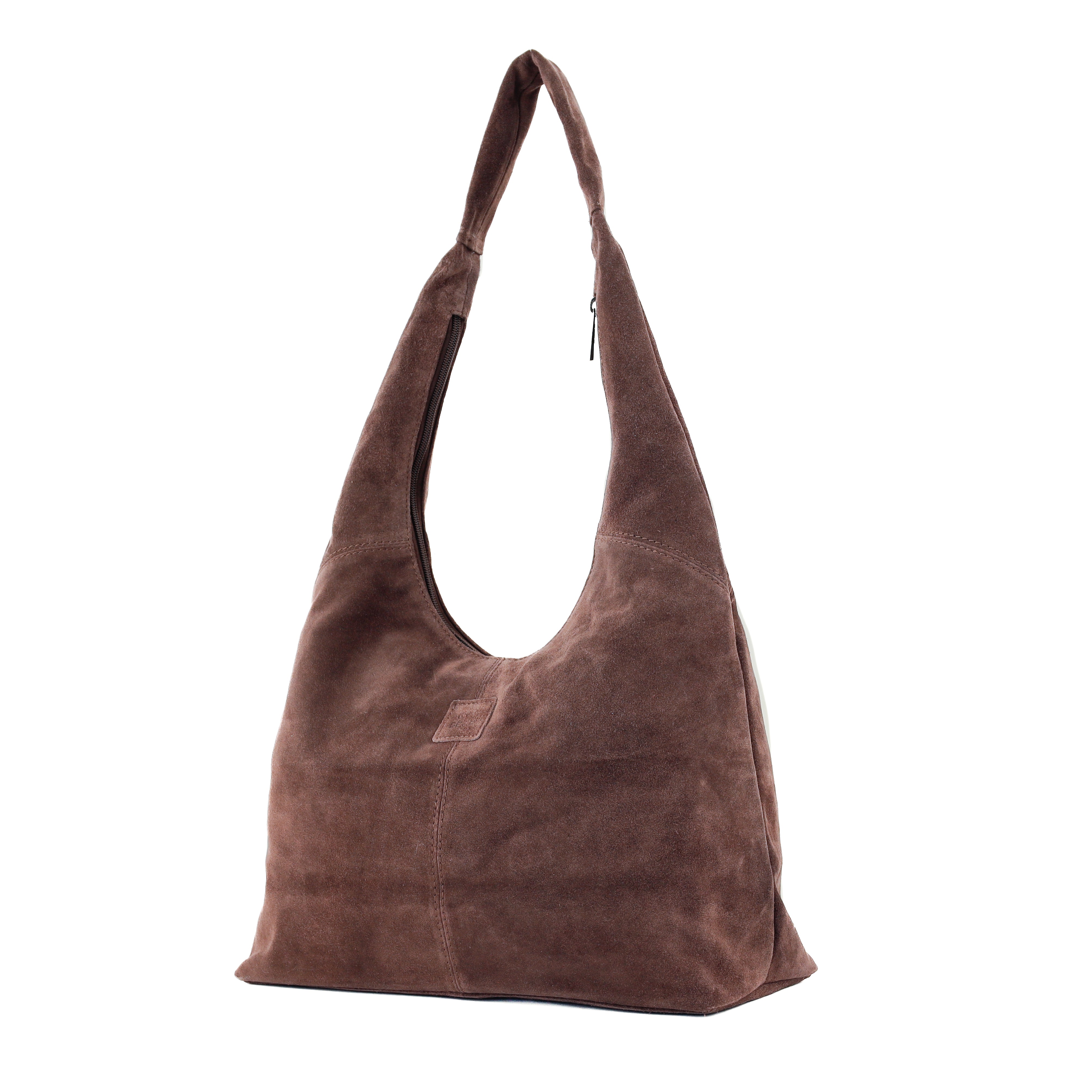 Suede shopper/pouch bag 'Pauline' choco
