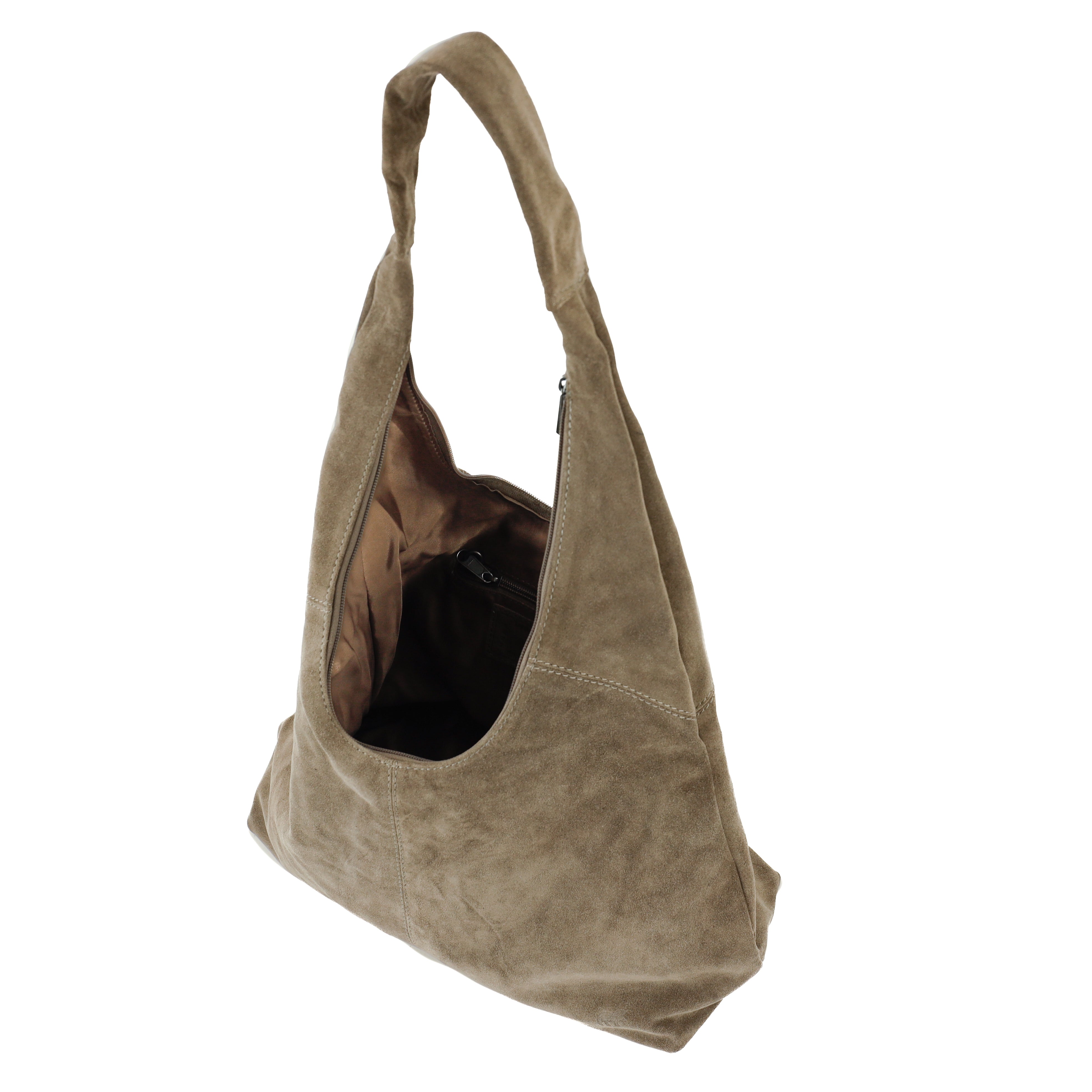 Suède shopper/buideltas 'Pauline' taupe