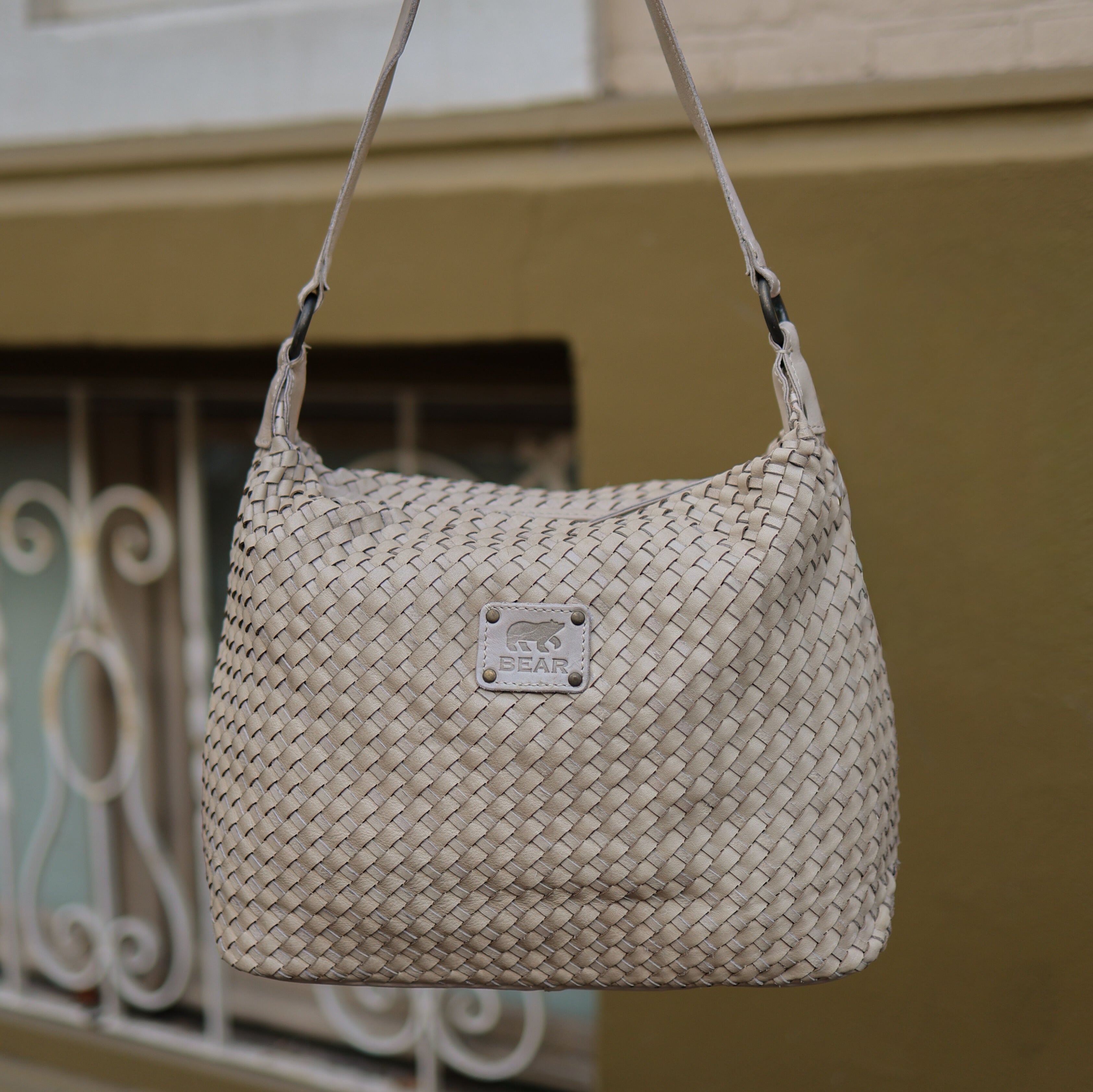 Gevlochten buideltas 'Marlène' creme