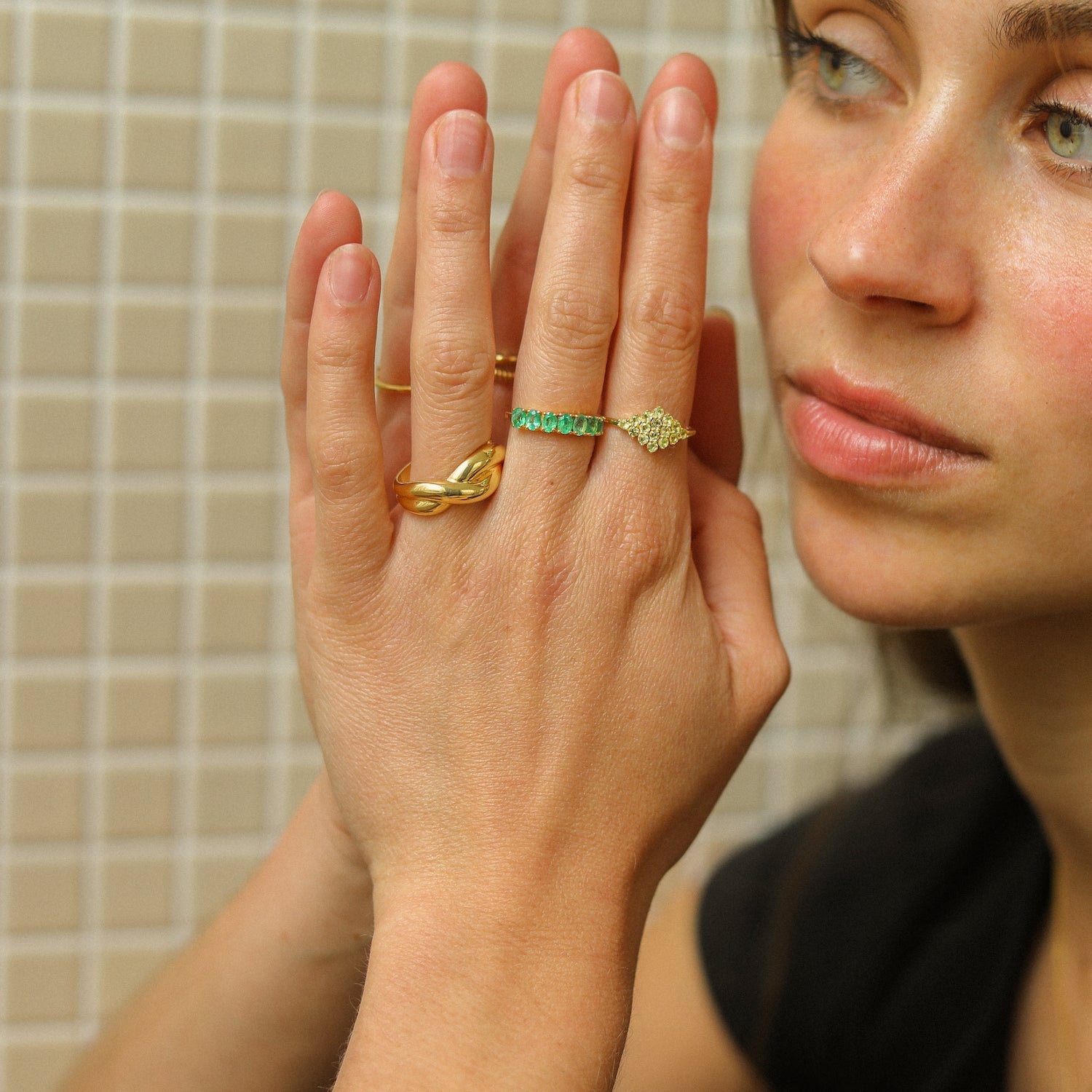 Selly Emerald ring | 14K Goud