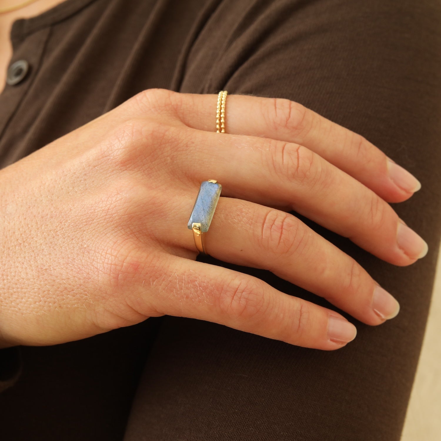 Labradorite Bar ring 