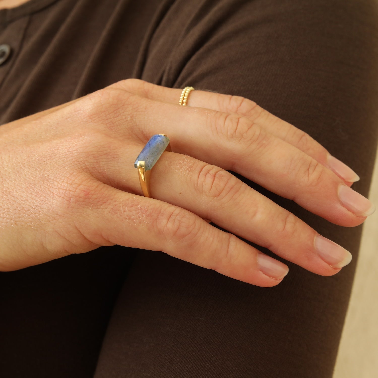 Labradorite Bar ring 