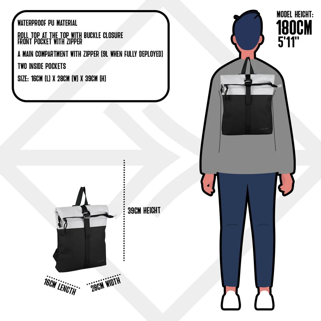 Waterproof backpack 'Mart' mini 9L black/grey