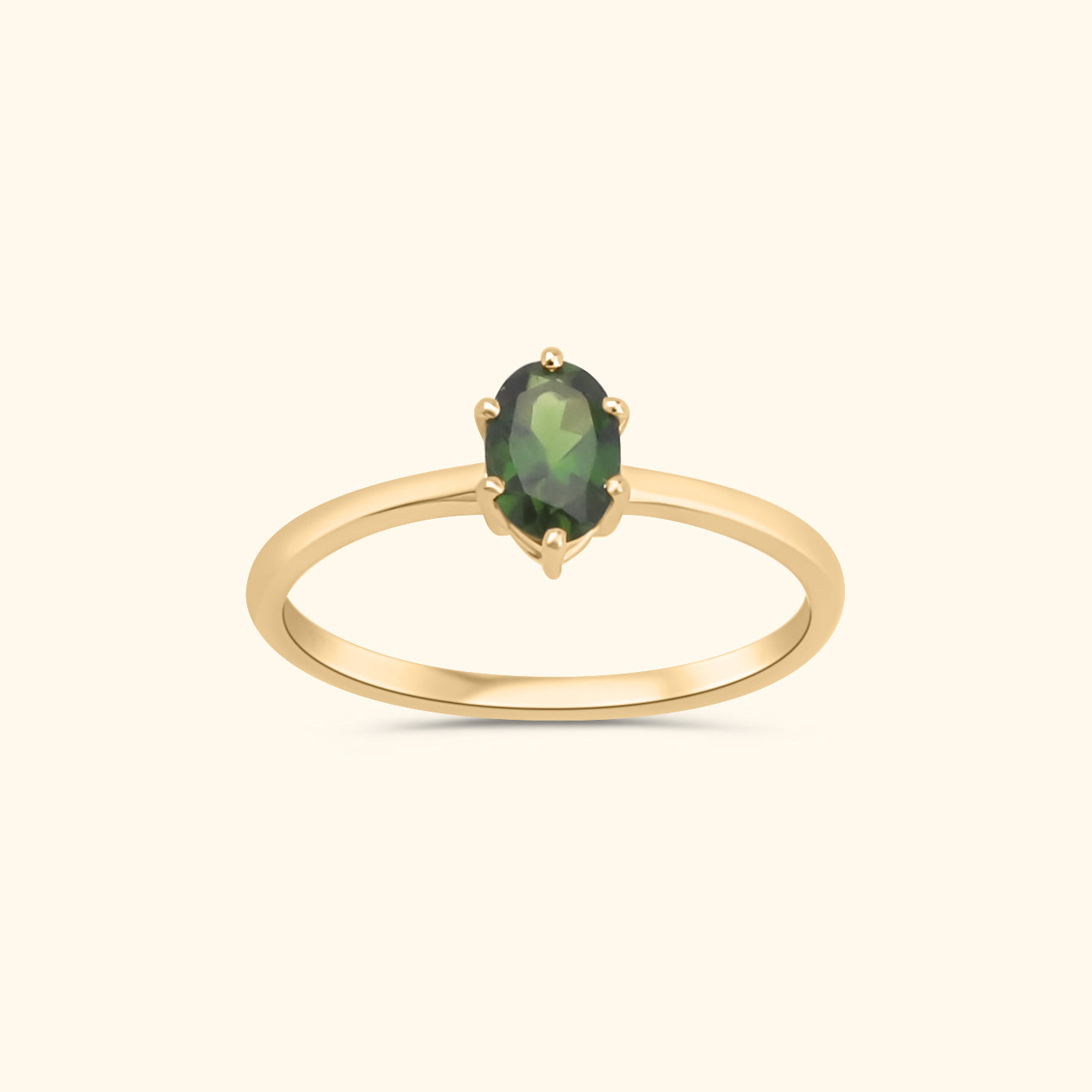 Ola Oval Green Tourmaline ring | 9K