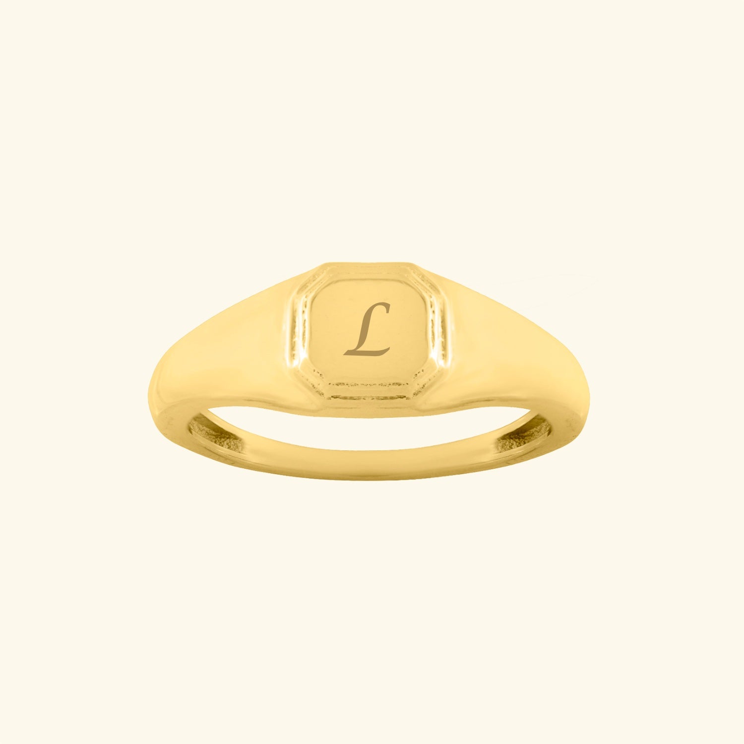 Engraving Ring Square | With Initial Engraving | Gold colored