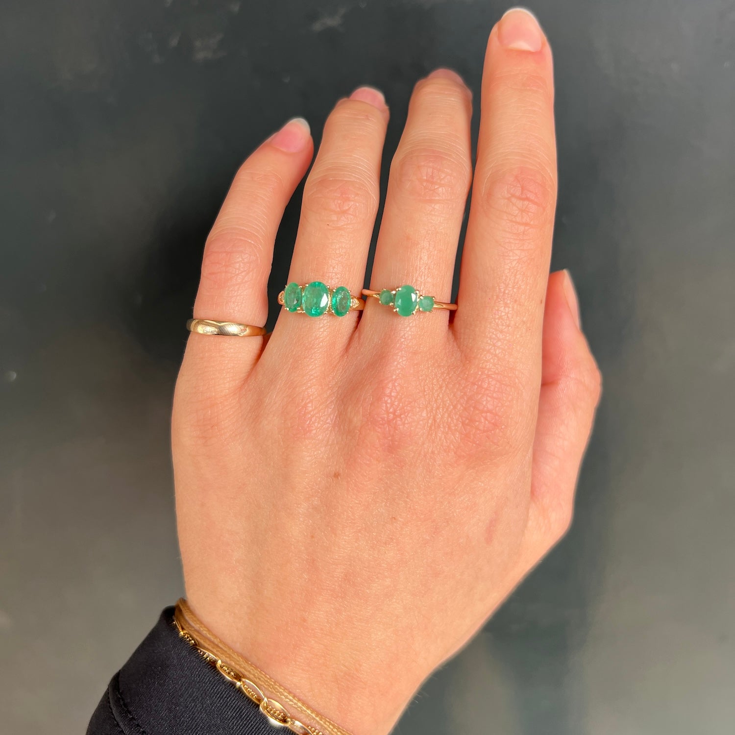 Liv triple Smaragd ring | 9K