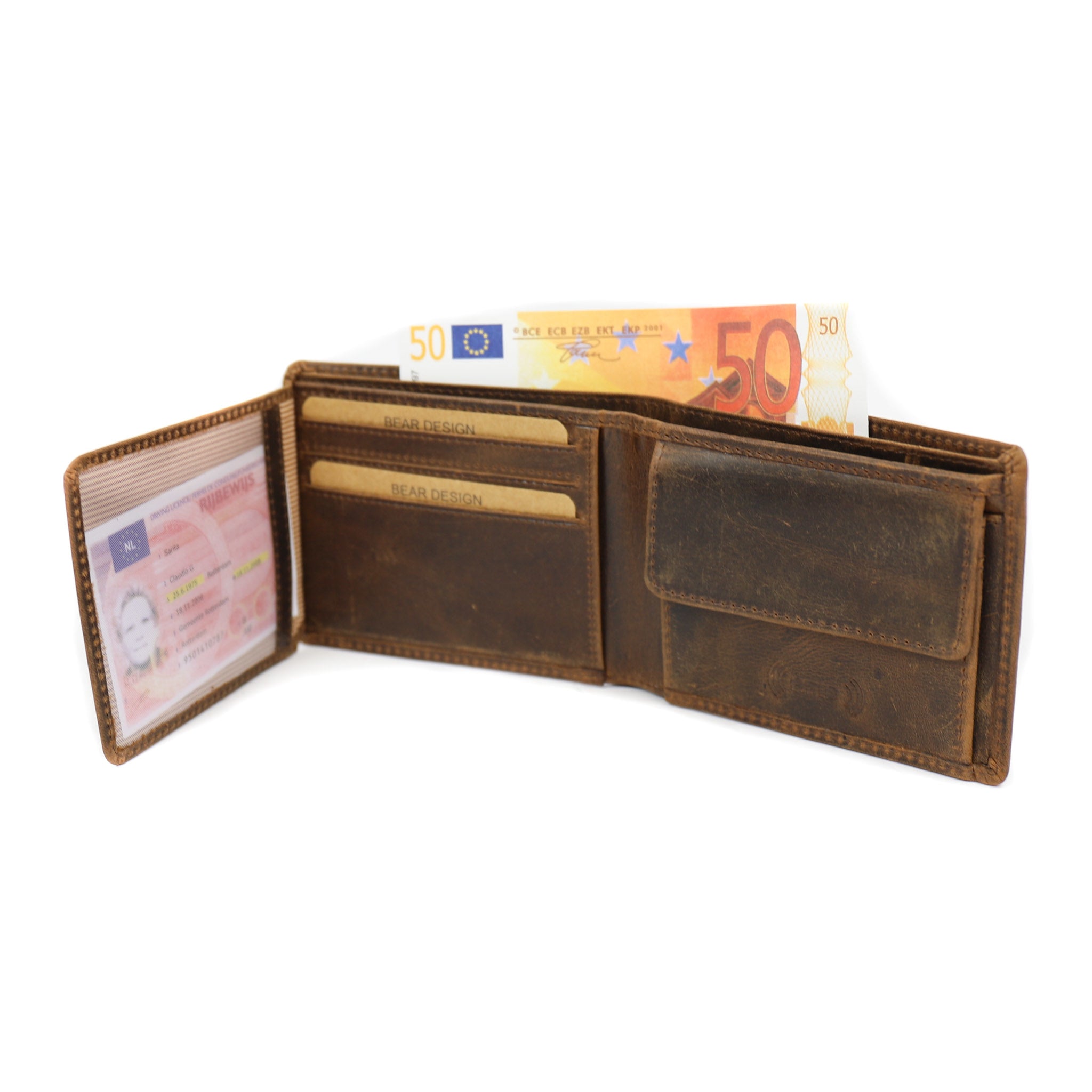 Billfold  'Tom' vintage bruin