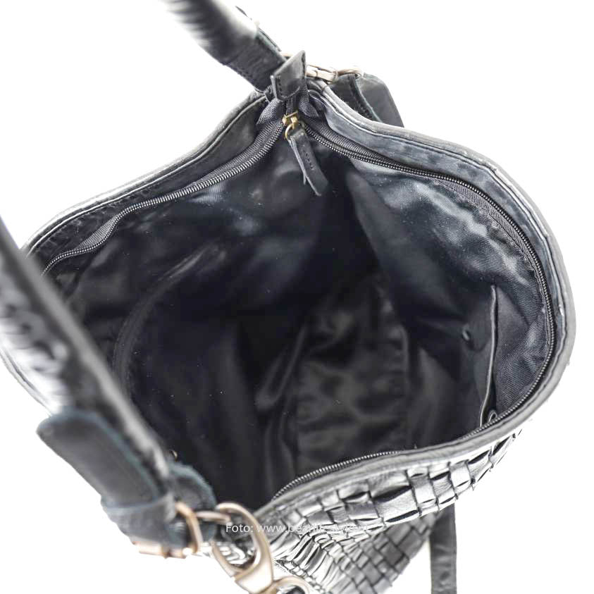 Braided pouch bag 'Tess' L black - CL 32444