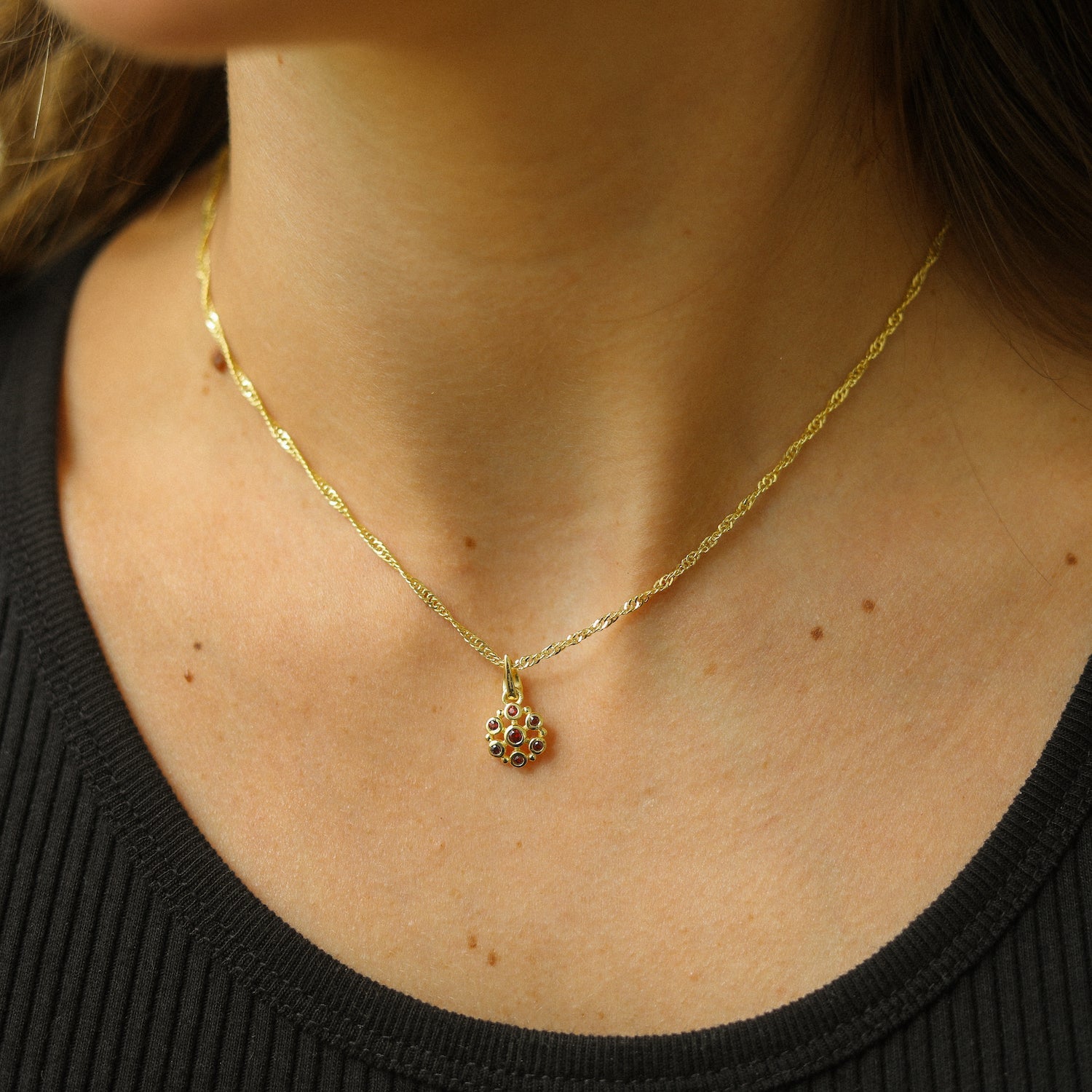 Bloom Garnet Necklace | Gold Plated