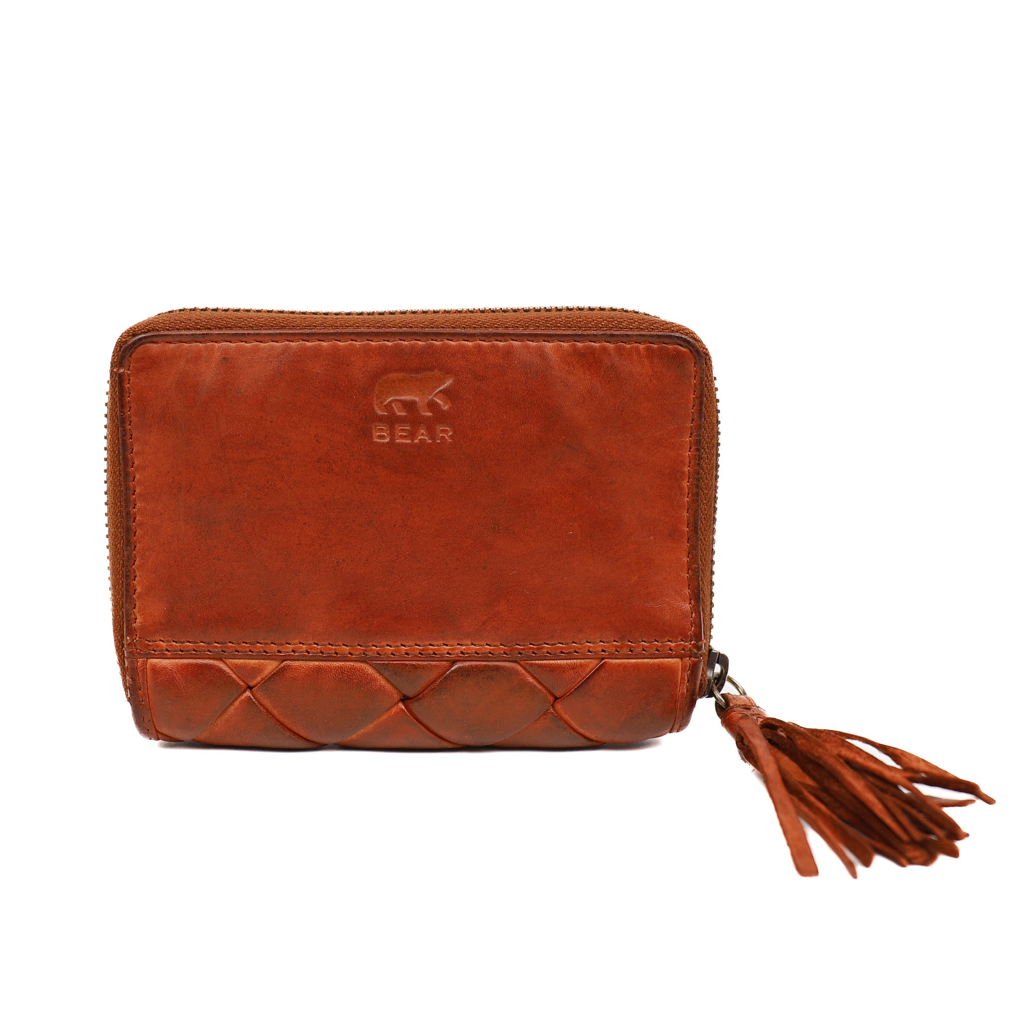 Braided purse 'Marijn' cognac - CL 18367