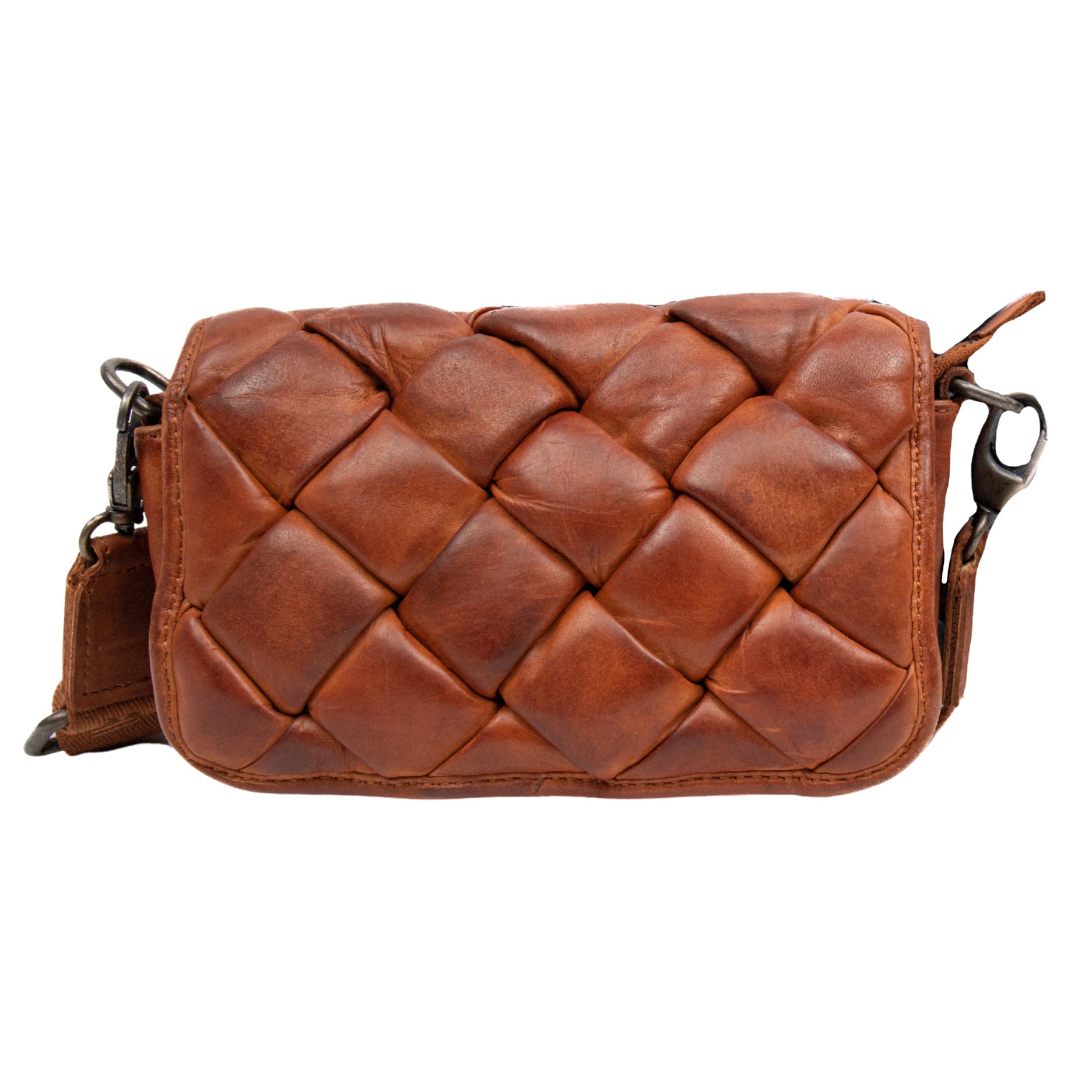 Braided shoulder bag 'Nola' cognac - CL 42889