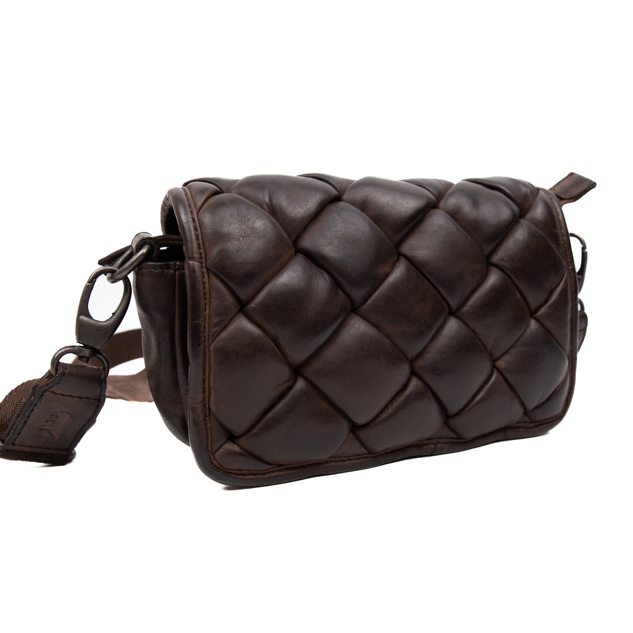 Braided shoulder bag 'Nola' dark brown - CL 42889