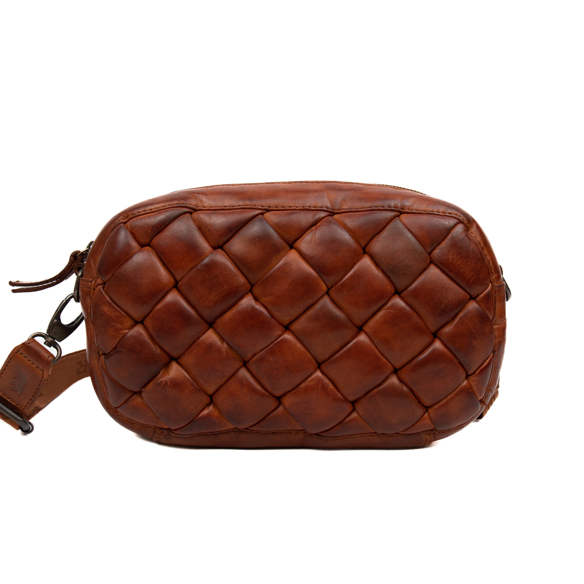 Braided shoulder bag 'Yuna' cognac - CL 42905